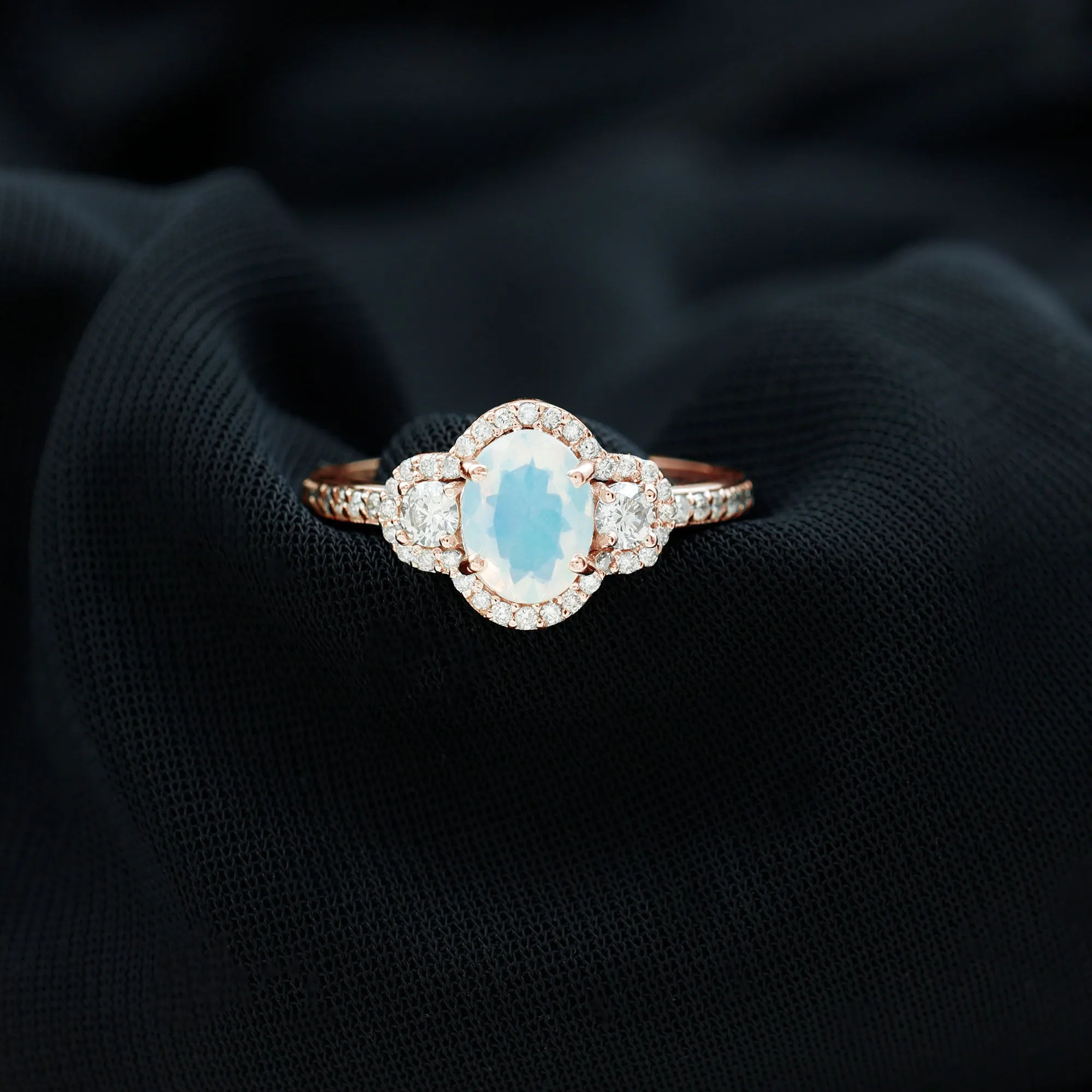1.75 CT Antique Ethiopian Opal and Diamond Accent Engagement Ring