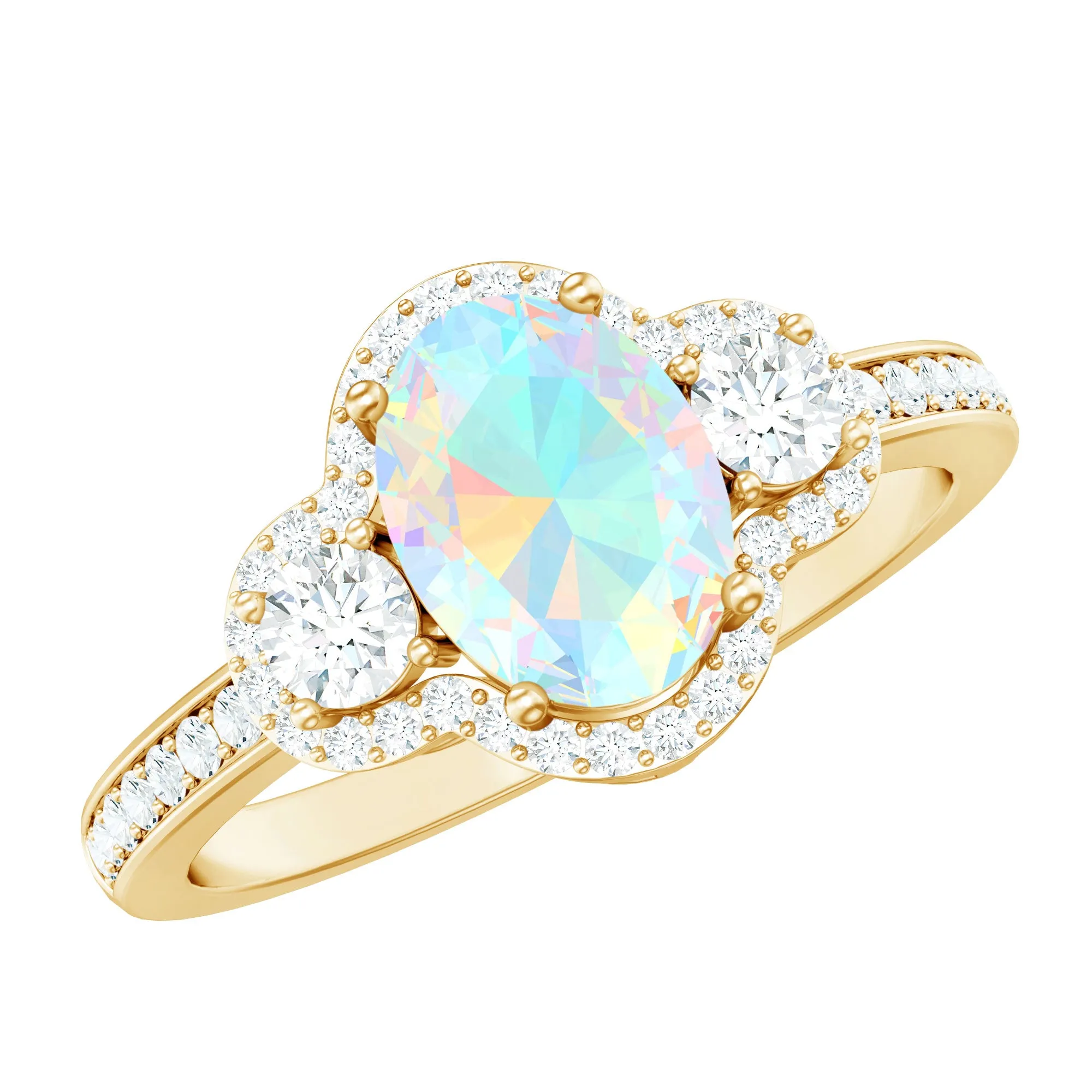 1.75 CT Antique Ethiopian Opal and Diamond Accent Engagement Ring