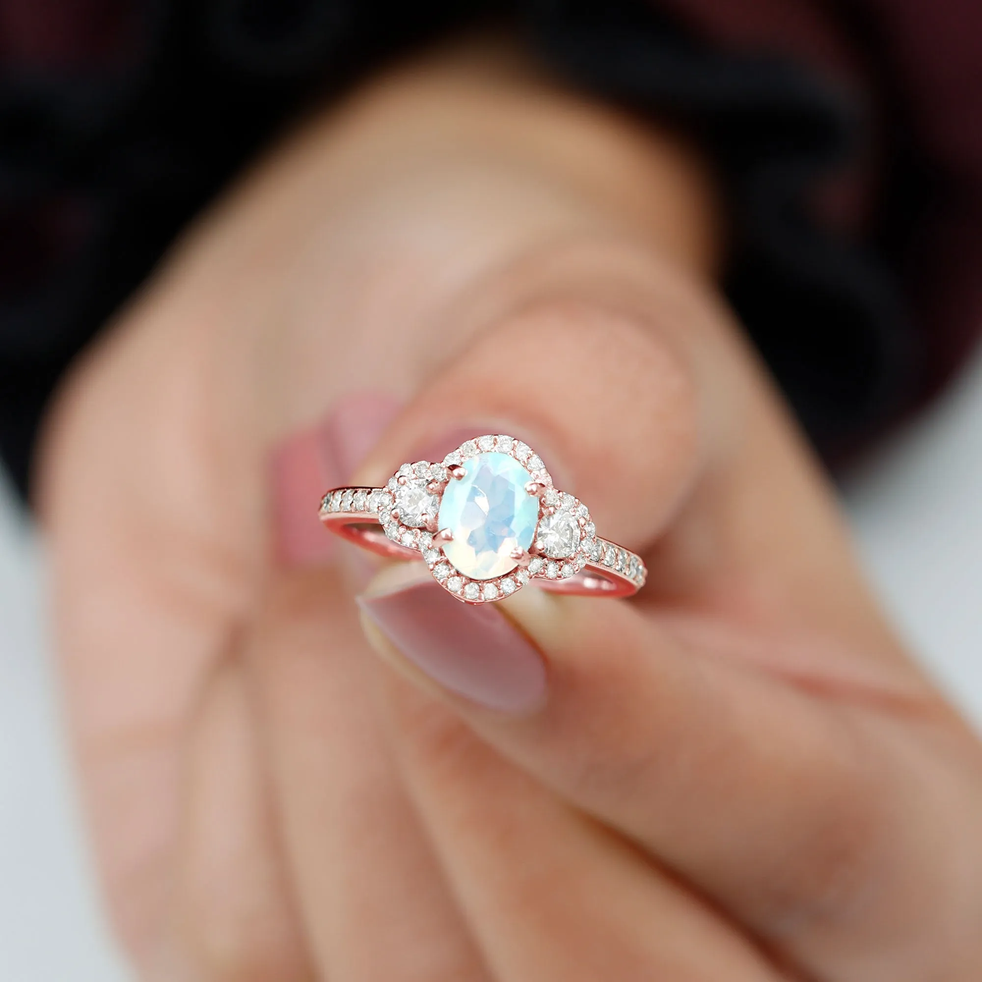 1.75 CT Antique Ethiopian Opal and Diamond Accent Engagement Ring