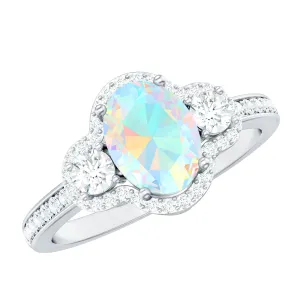 1.75 CT Antique Ethiopian Opal and Diamond Accent Engagement Ring