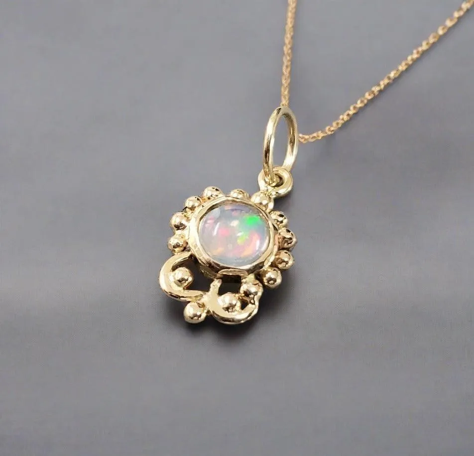 18k Gold Ethiopian Opal Minimalist Pendant