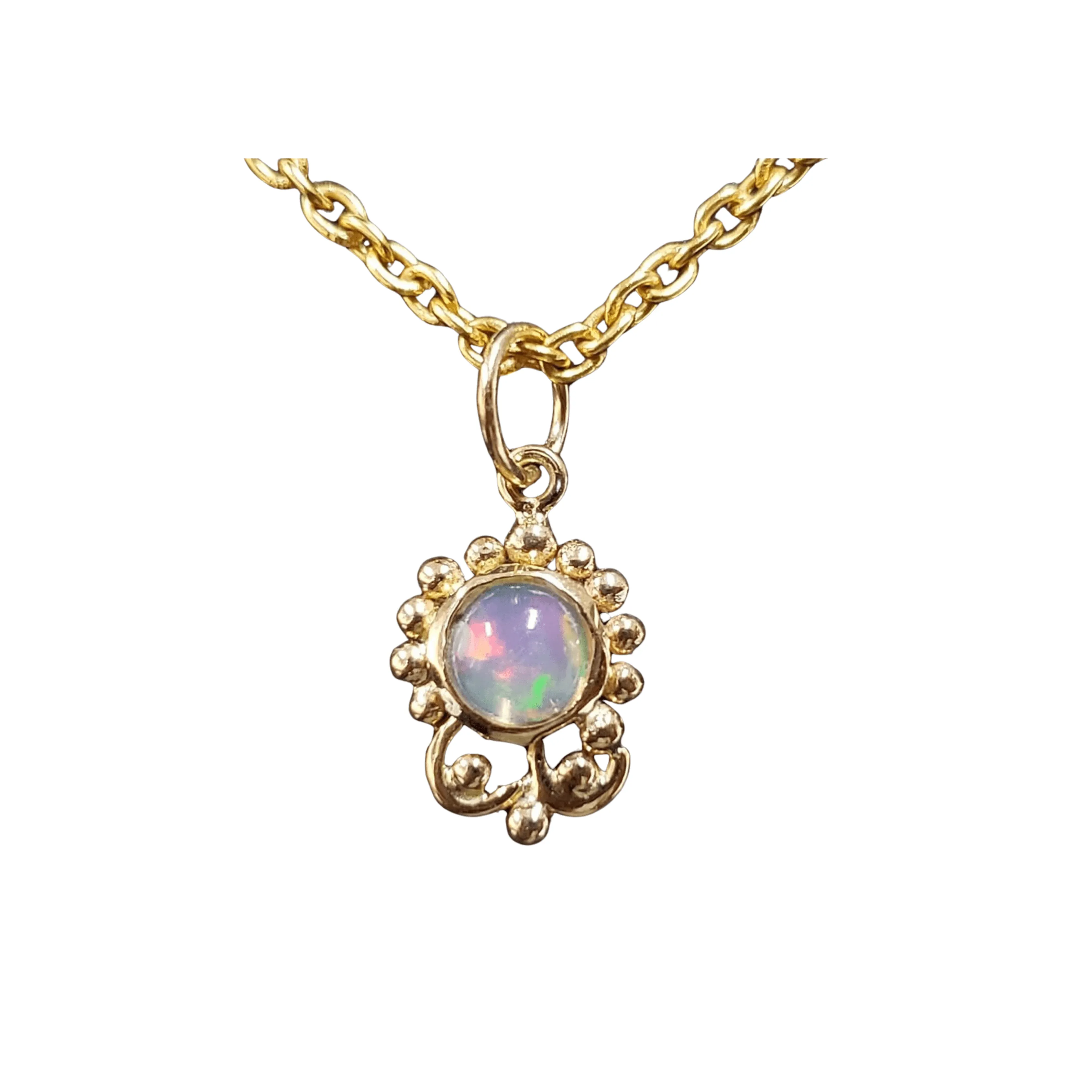 18k Gold Ethiopian Opal Minimalist Pendant