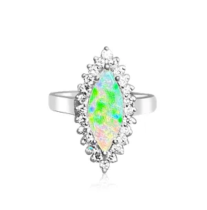18kt White and Yellow Gold cluster Opal and DIamond ring