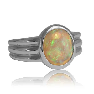 18kt White Gold Black Opal ring