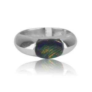 18kt White Gold Black Opal ring