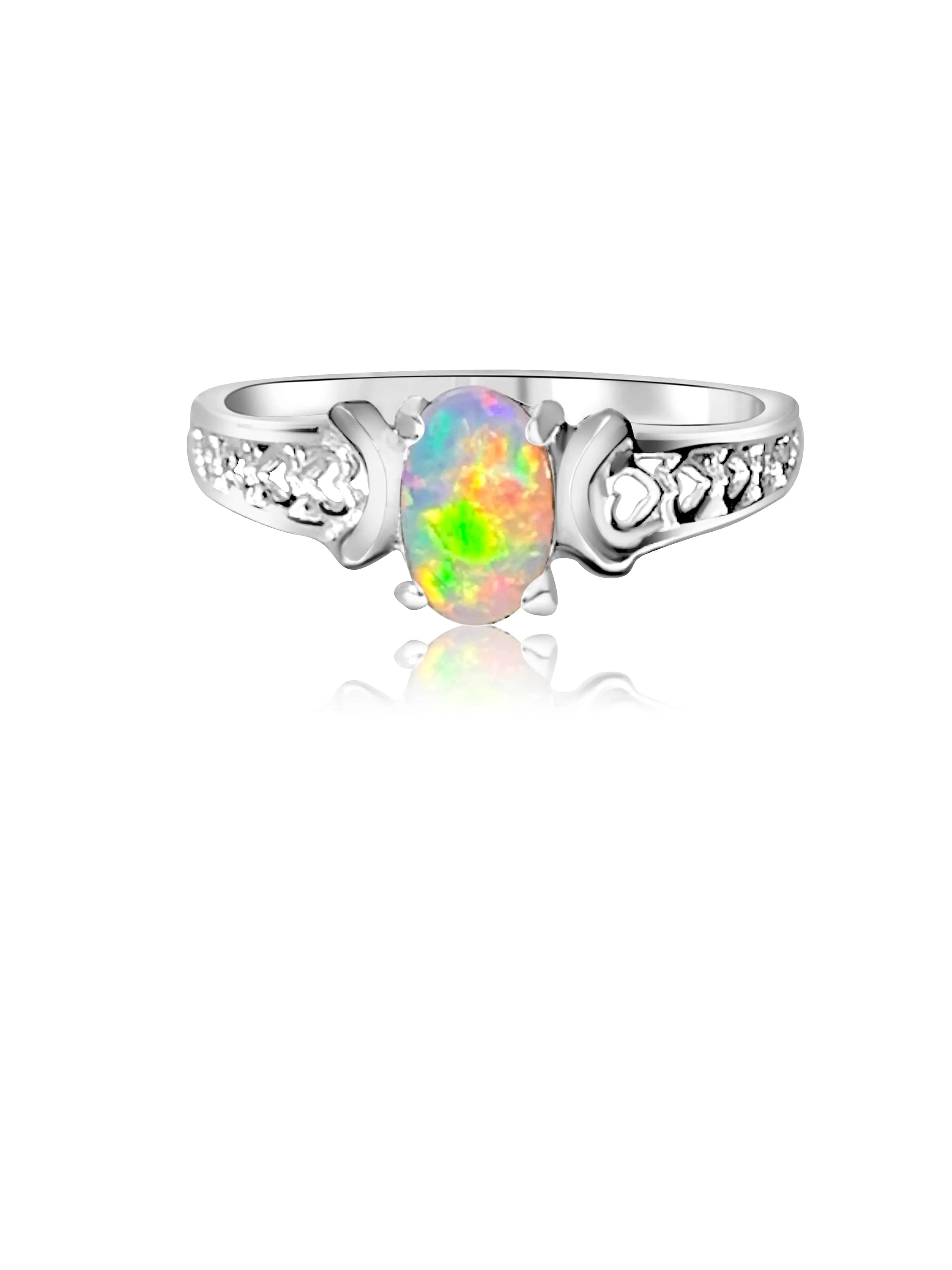 18kt White Gold Solitaire Opal ring