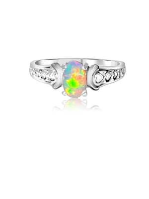 18kt White Gold Solitaire Opal ring