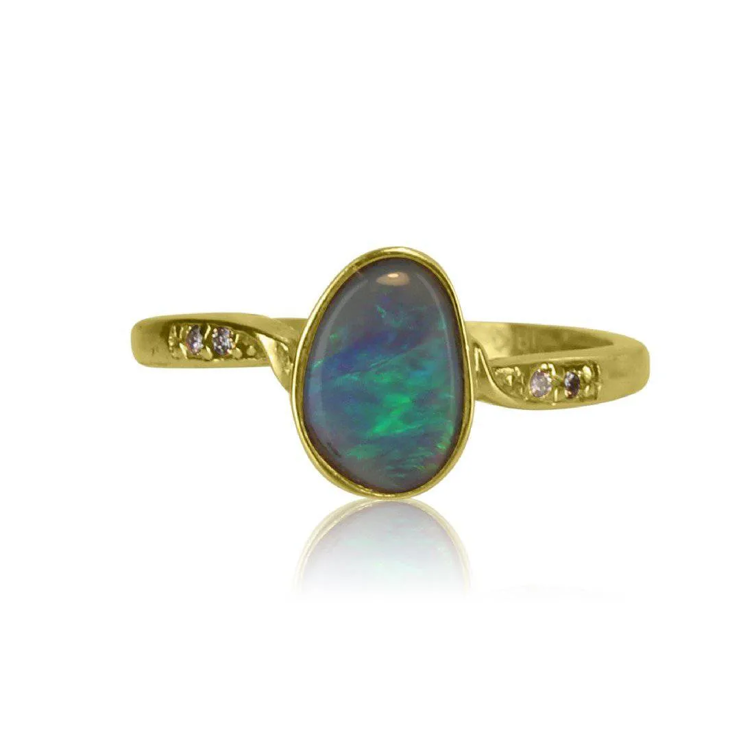 18kt Yellow Gold Black Opal and Diamond ring