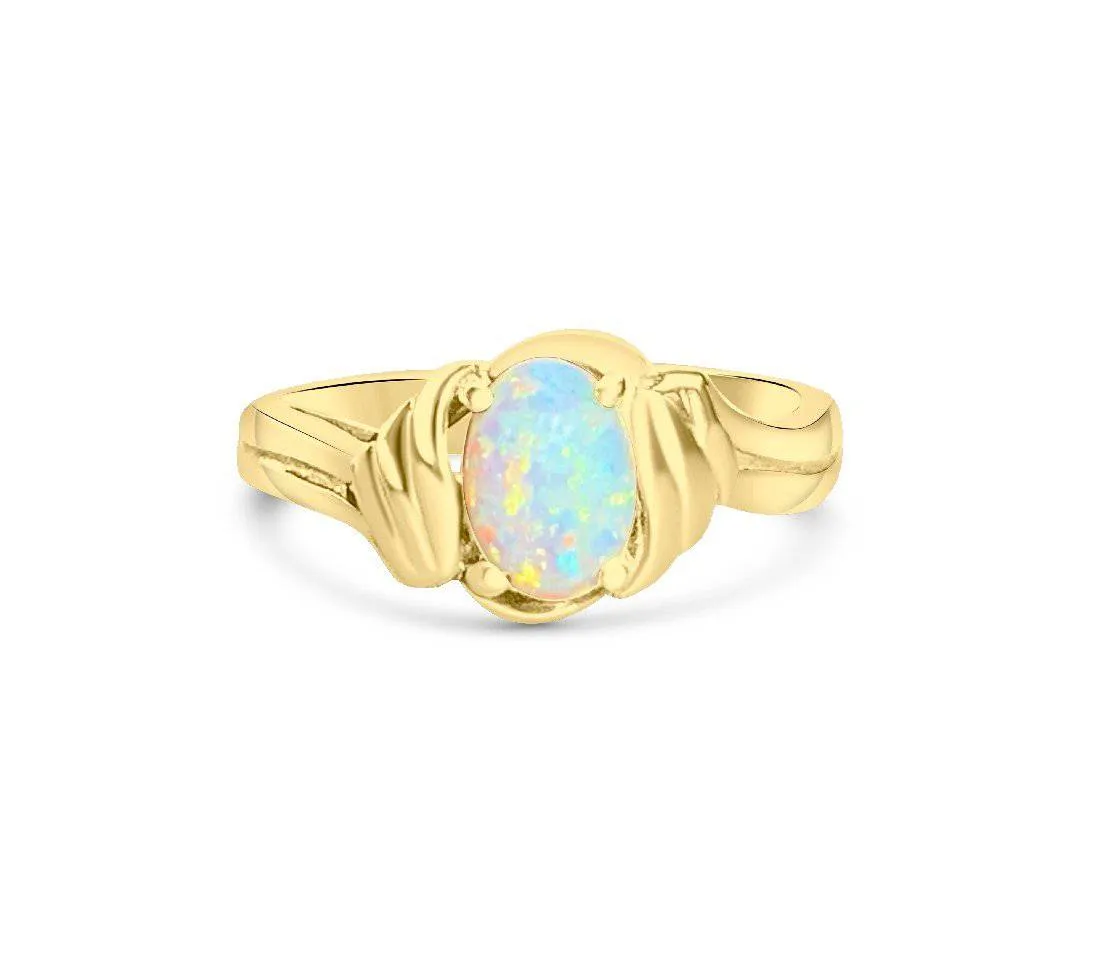 18kt Yellow Gold fancy solitaire Opal ring