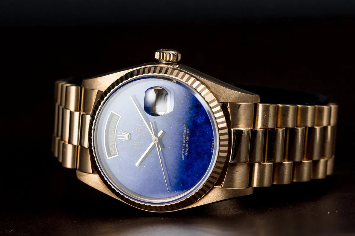 1984 Rolex 18K YG Day-Date 18038 with Blue Lapis Dial