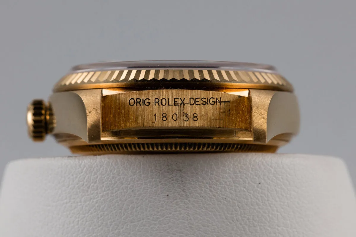 1984 Rolex 18K YG Day-Date 18038 with Blue Lapis Dial