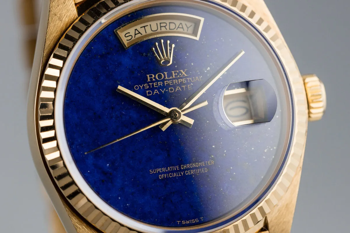 1984 Rolex 18K YG Day-Date 18038 with Blue Lapis Dial