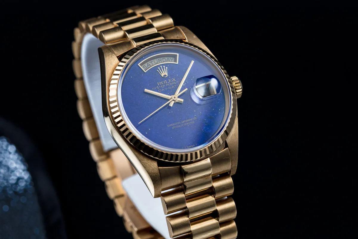1984 Rolex 18K YG Day-Date 18038 with Blue Lapis Dial