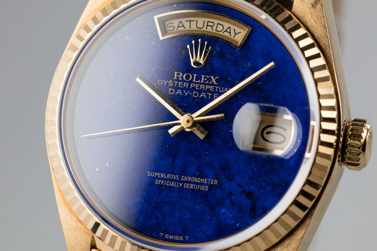 1984 Rolex 18K YG Day-Date 18038 with Blue Lapis Dial