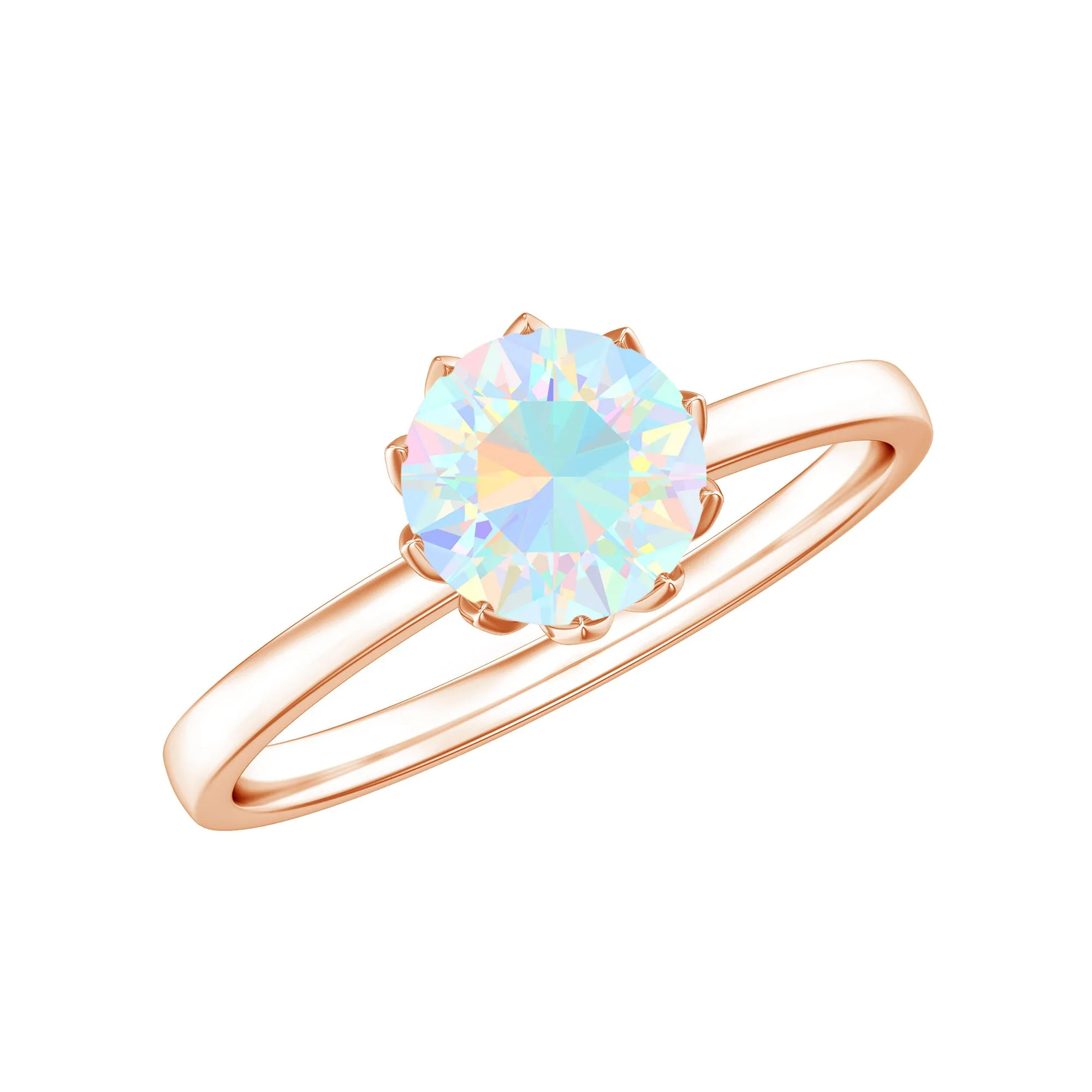 2 CT Ethiopian Opal Solitaire Ring in Lotus Basket Setting