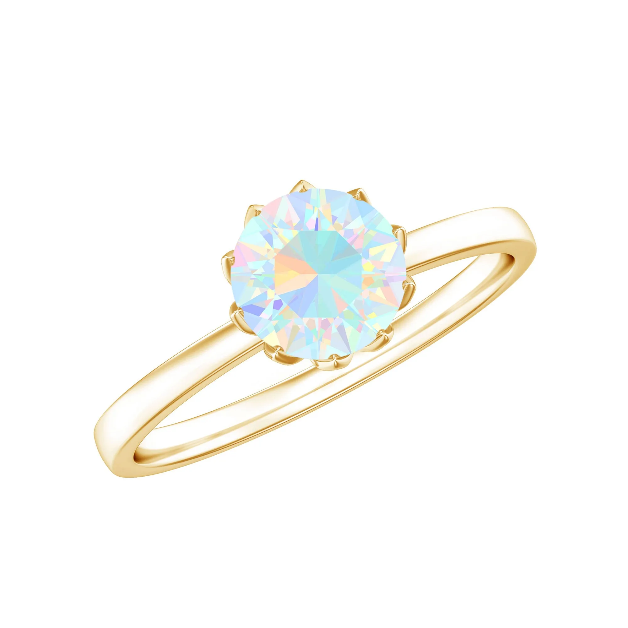 2 CT Ethiopian Opal Solitaire Ring in Lotus Basket Setting