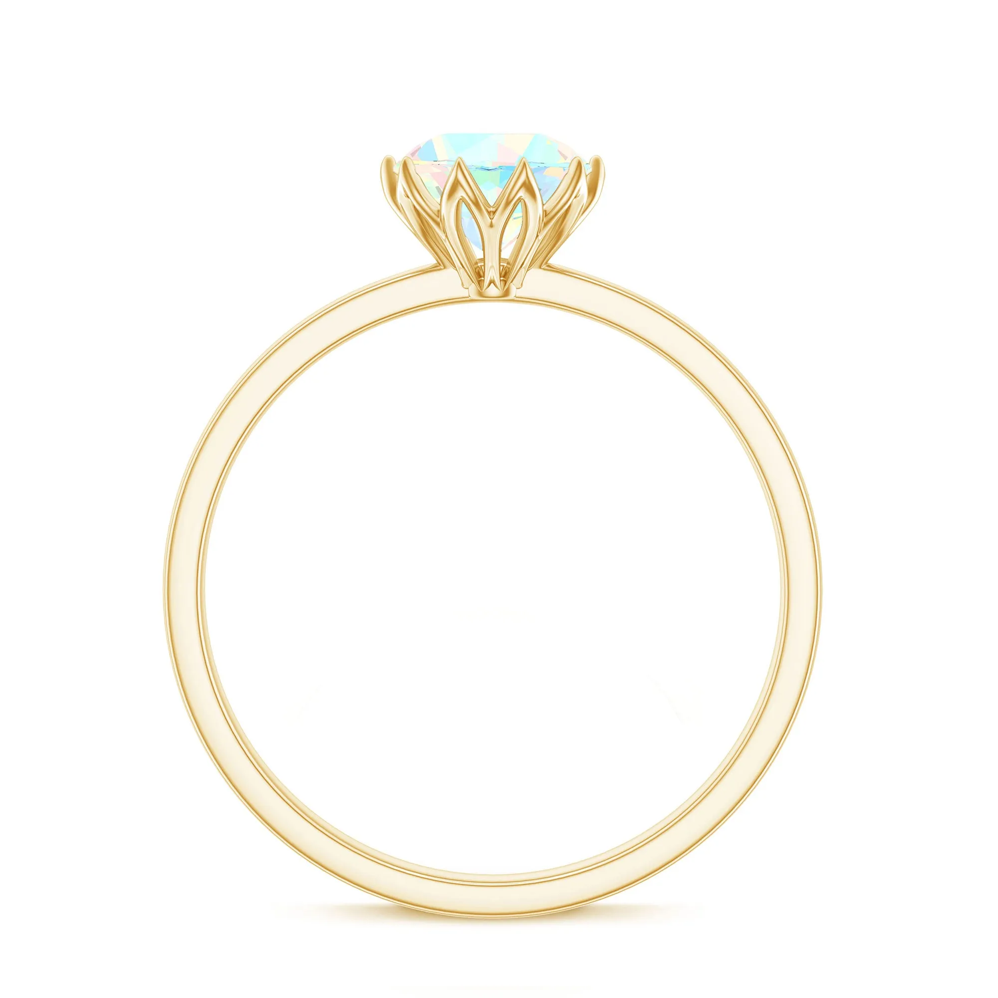 2 CT Ethiopian Opal Solitaire Ring in Lotus Basket Setting