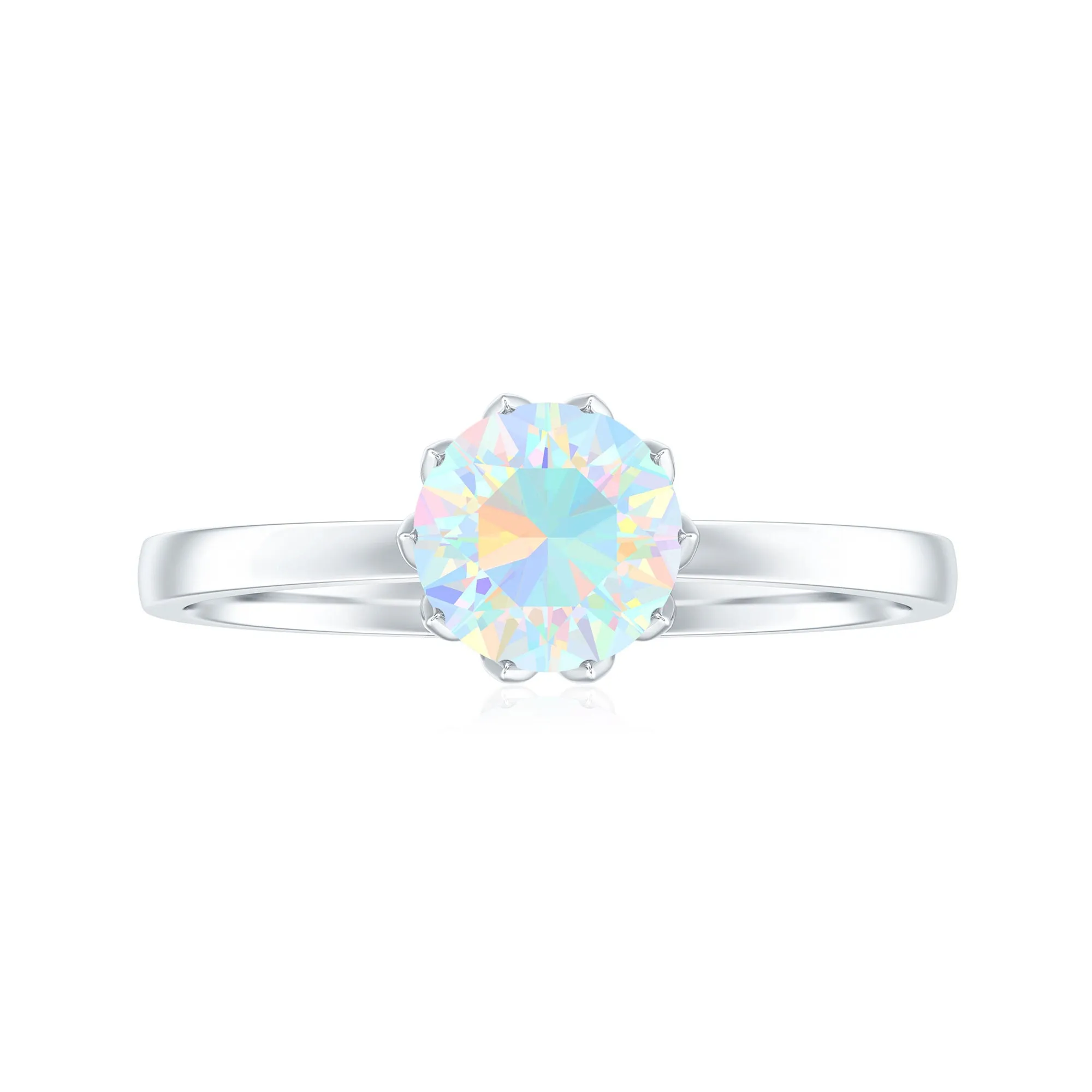 2 CT Ethiopian Opal Solitaire Ring in Lotus Basket Setting