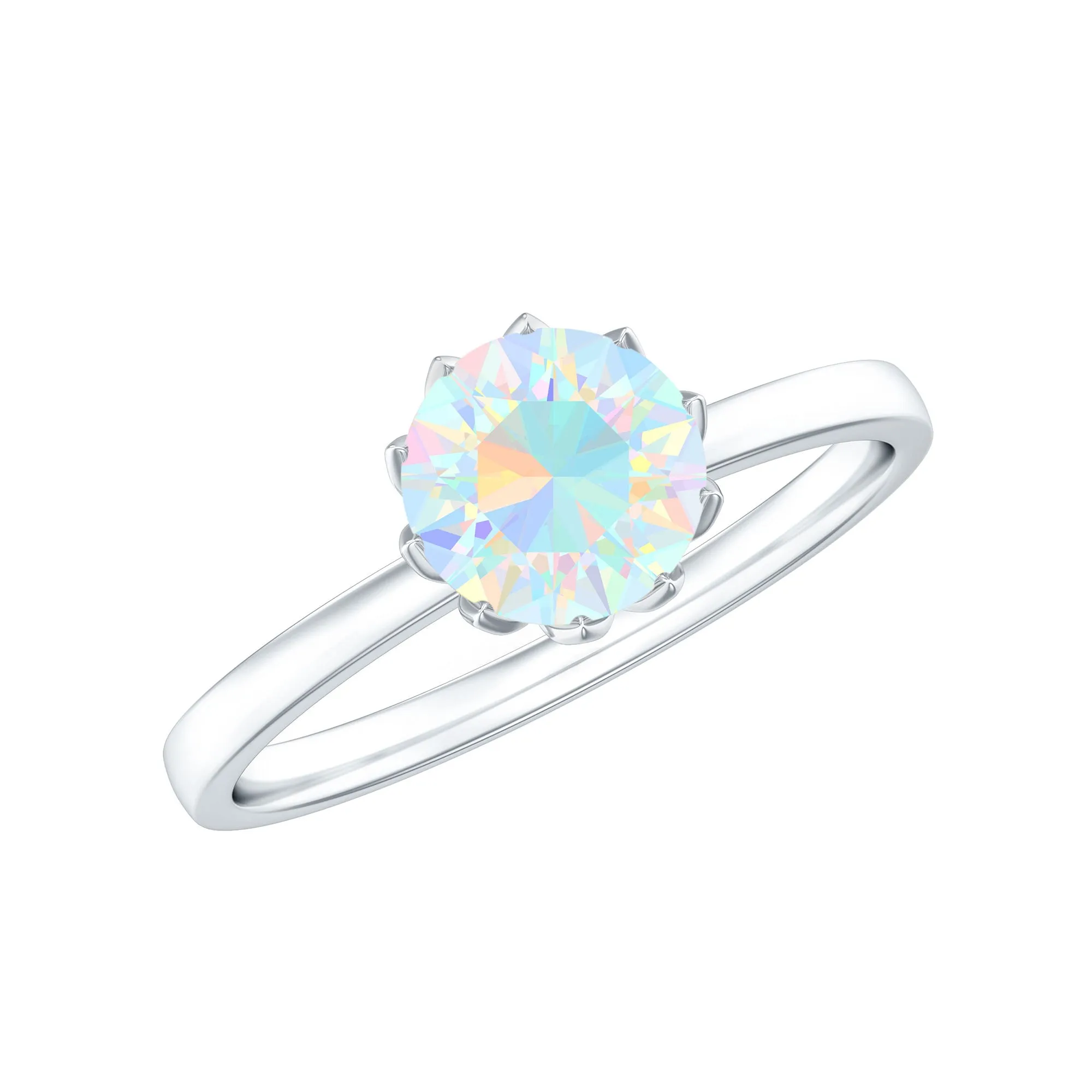 2 CT Ethiopian Opal Solitaire Ring in Lotus Basket Setting
