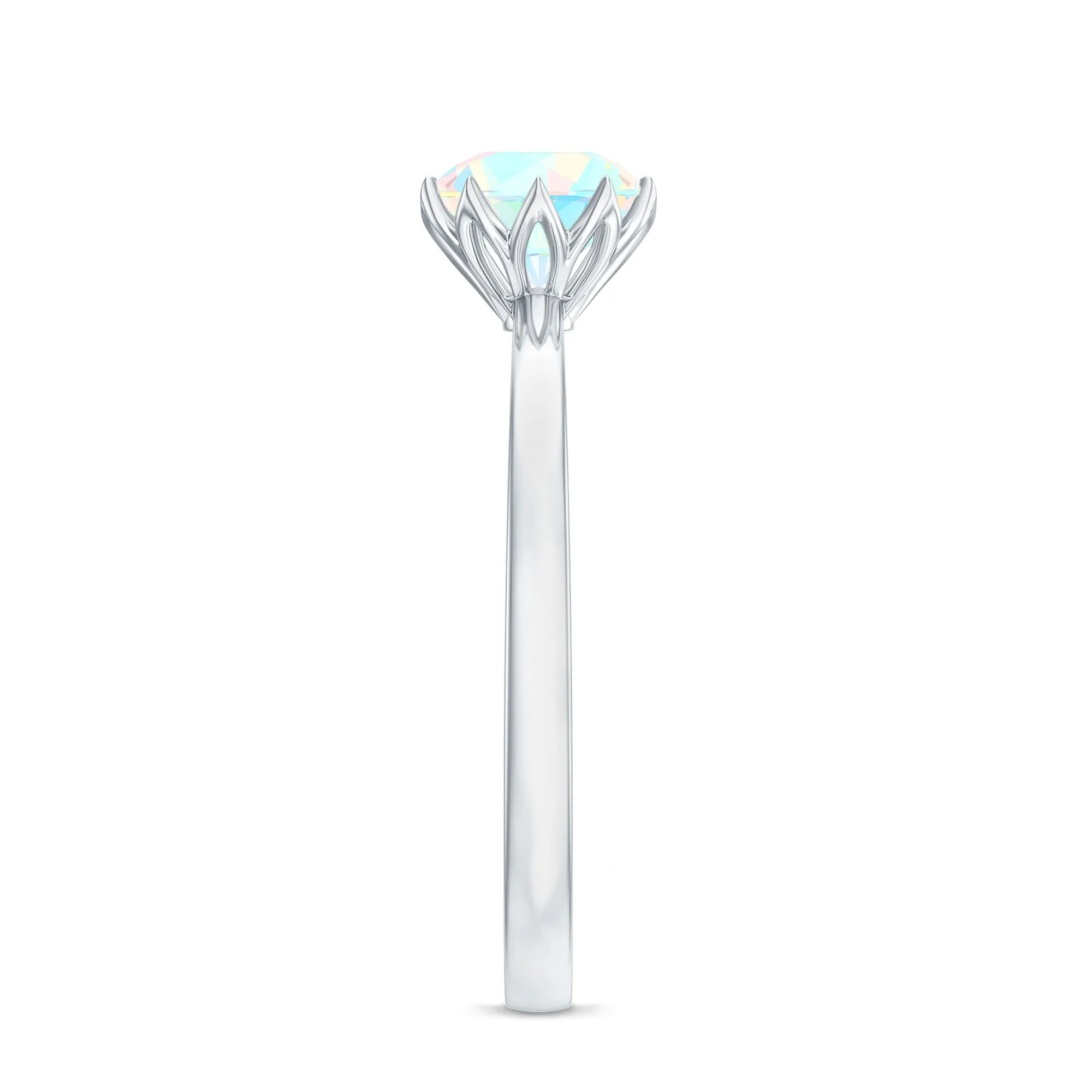 2 CT Ethiopian Opal Solitaire Ring in Lotus Basket Setting