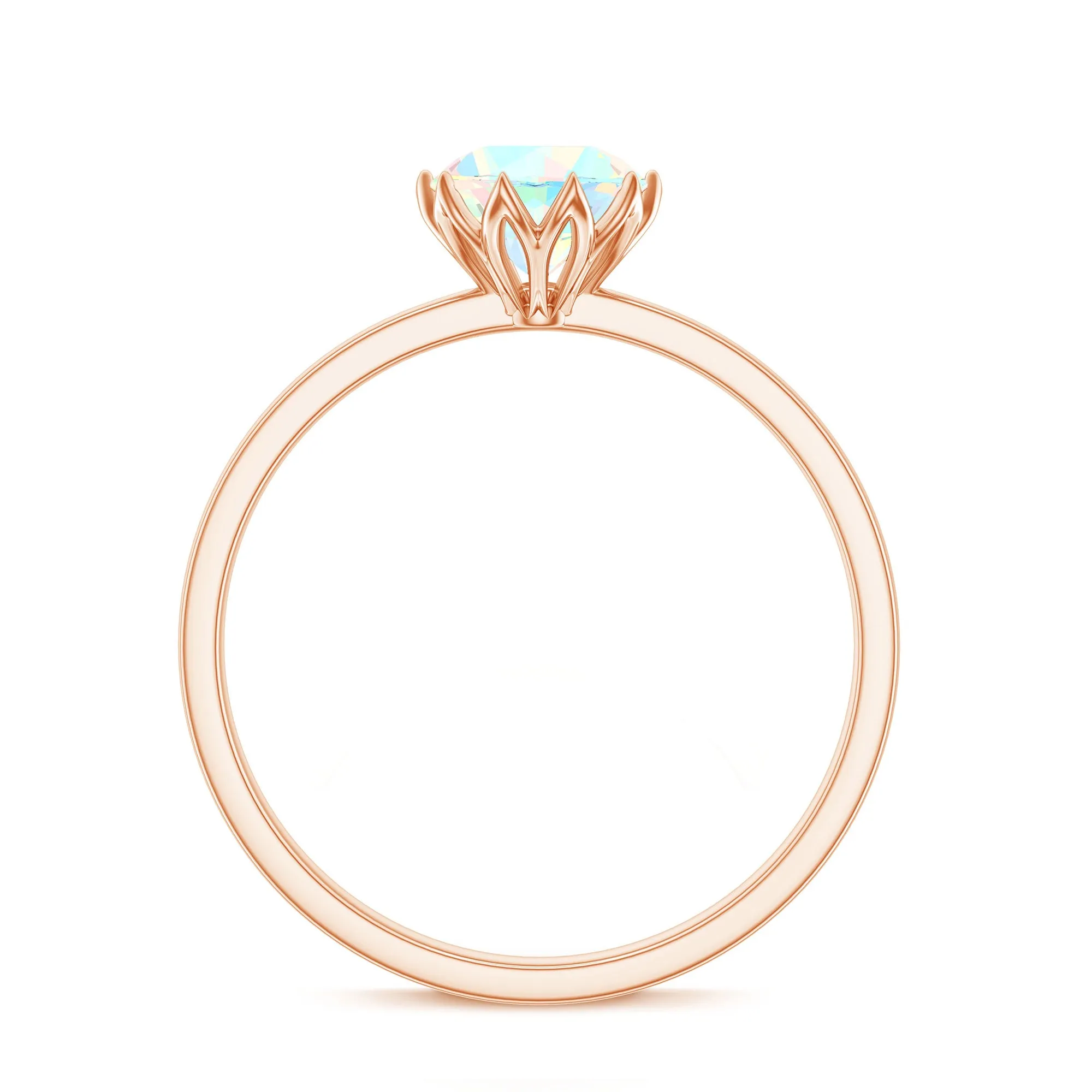 2 CT Ethiopian Opal Solitaire Ring in Lotus Basket Setting