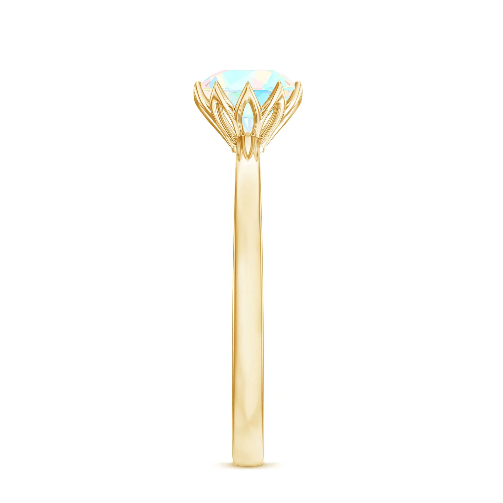 2 CT Ethiopian Opal Solitaire Ring in Lotus Basket Setting