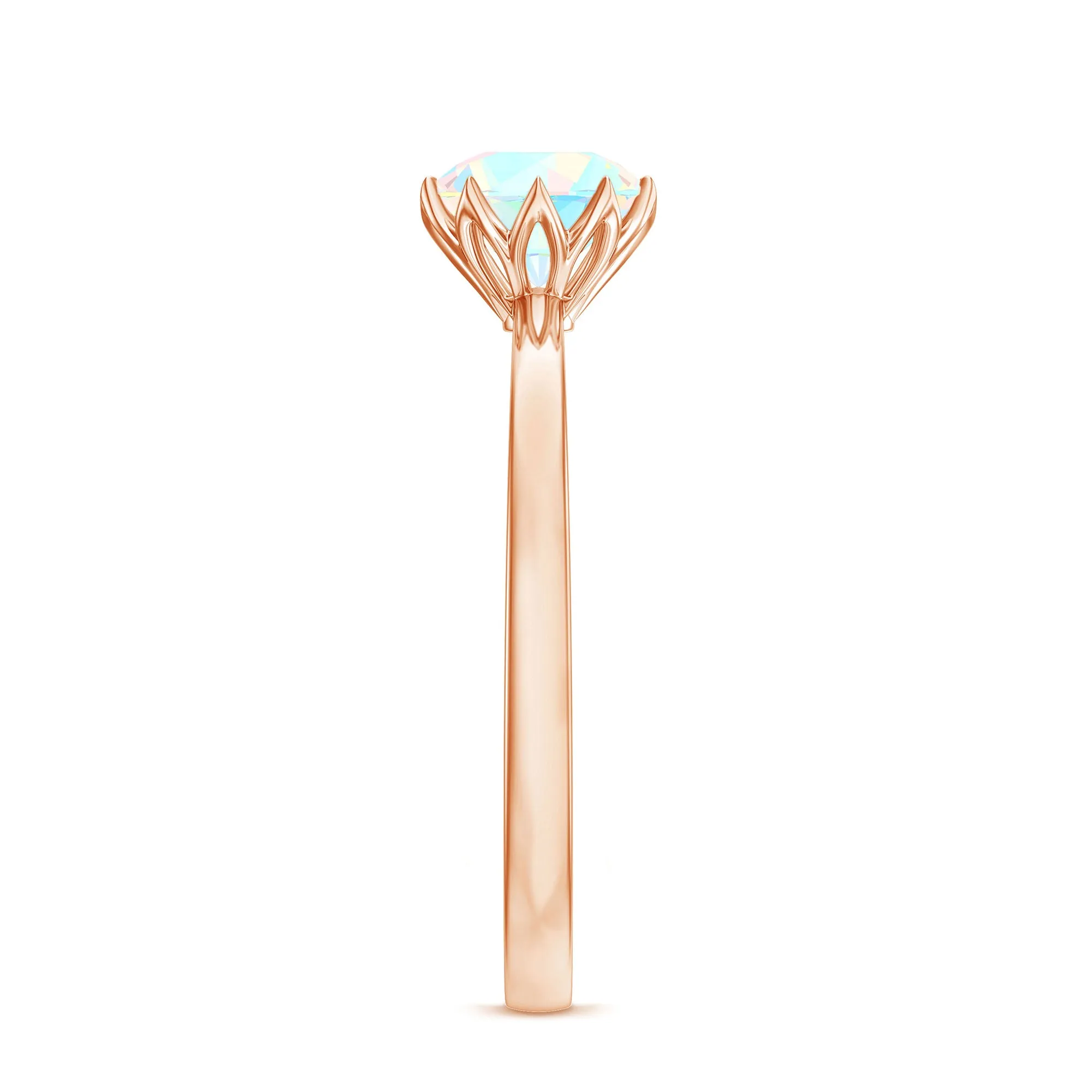 2 CT Ethiopian Opal Solitaire Ring in Lotus Basket Setting