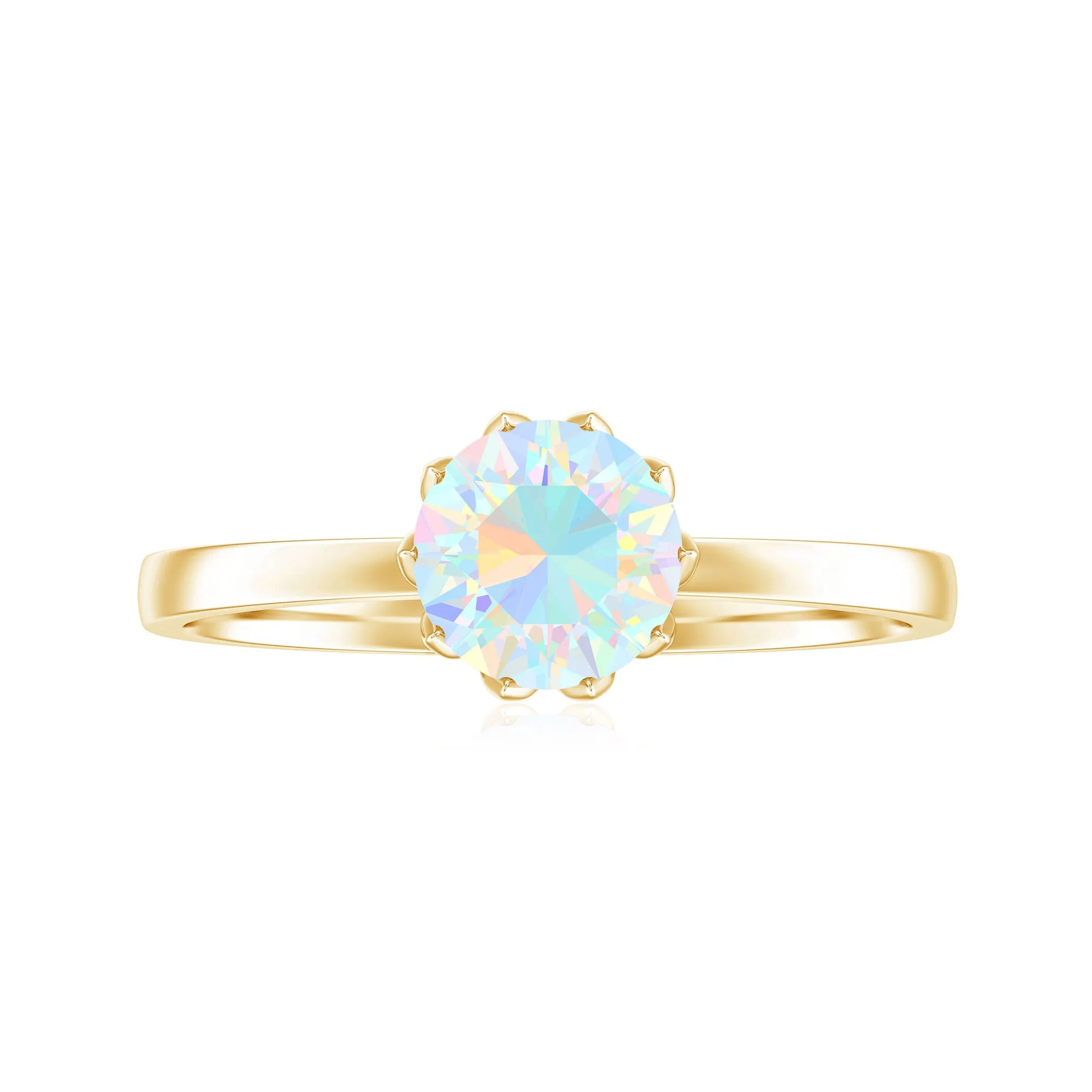 2 CT Ethiopian Opal Solitaire Ring in Lotus Basket Setting