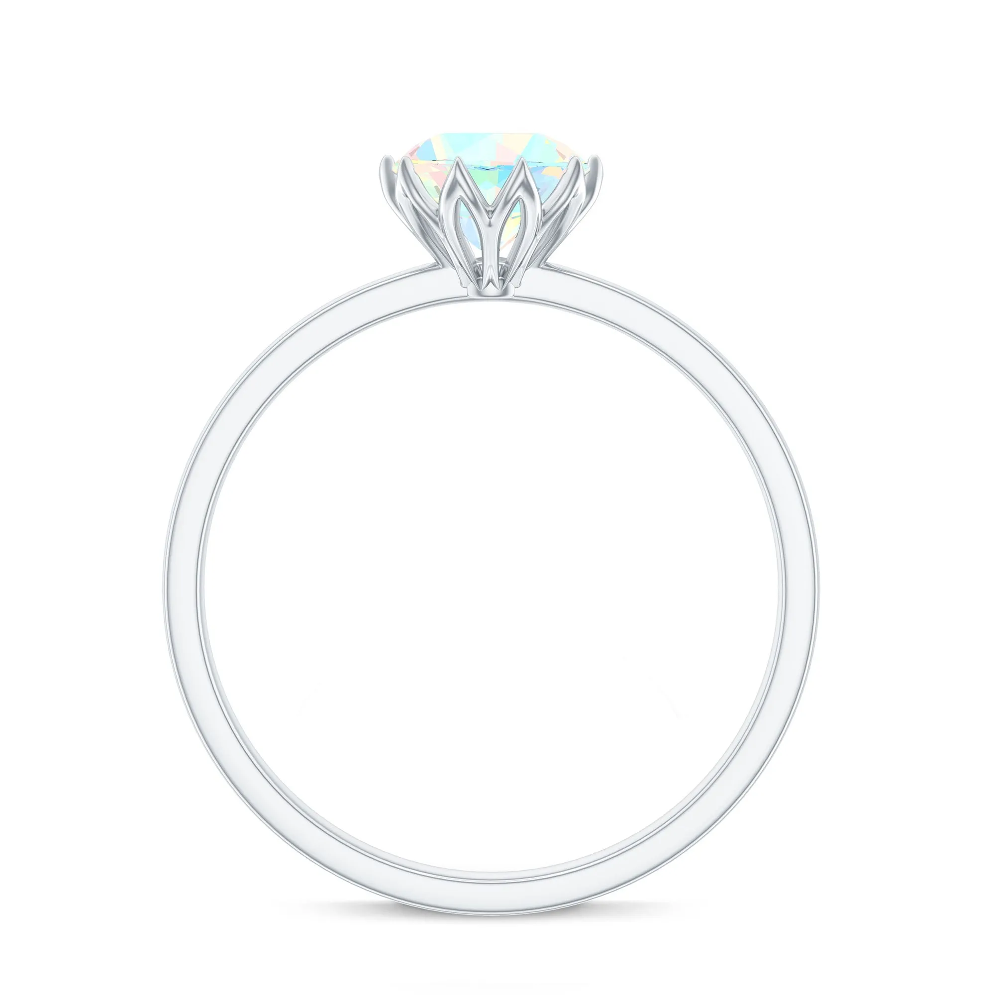 2 CT Ethiopian Opal Solitaire Ring in Lotus Basket Setting