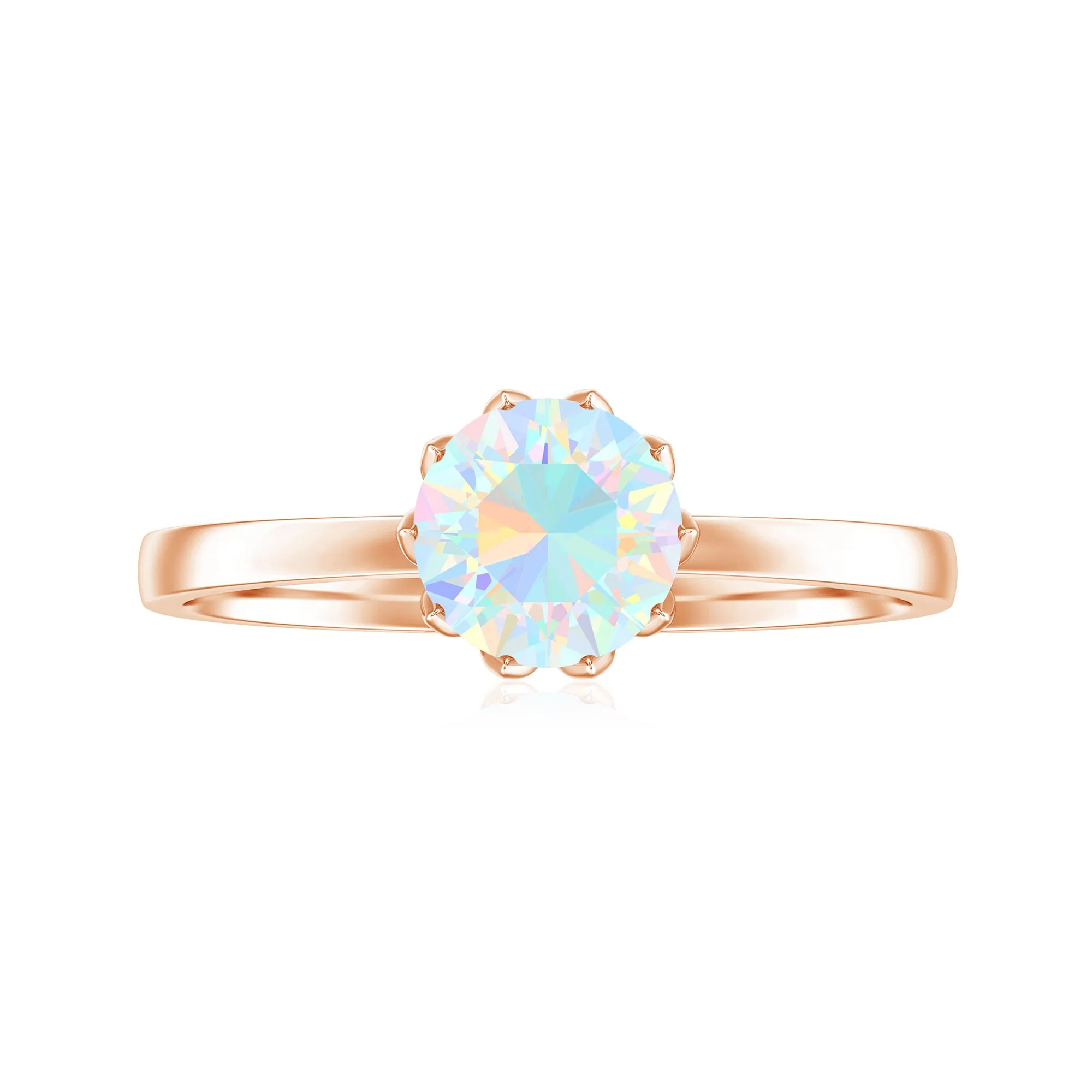 2 CT Ethiopian Opal Solitaire Ring in Lotus Basket Setting