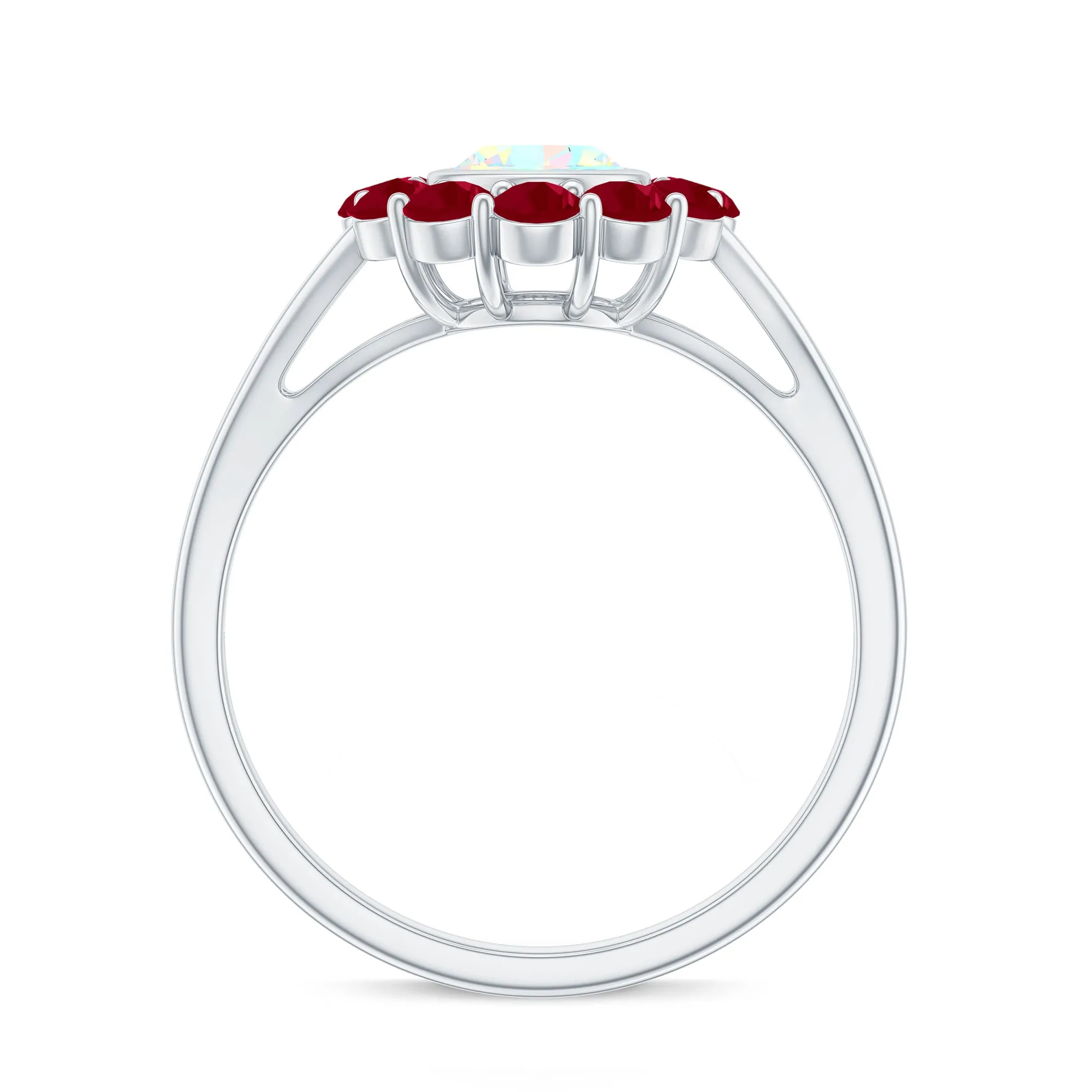 2 CT Oval Cut Ethiopian Opal Cocktail Engagement Ring with Ruby Halo