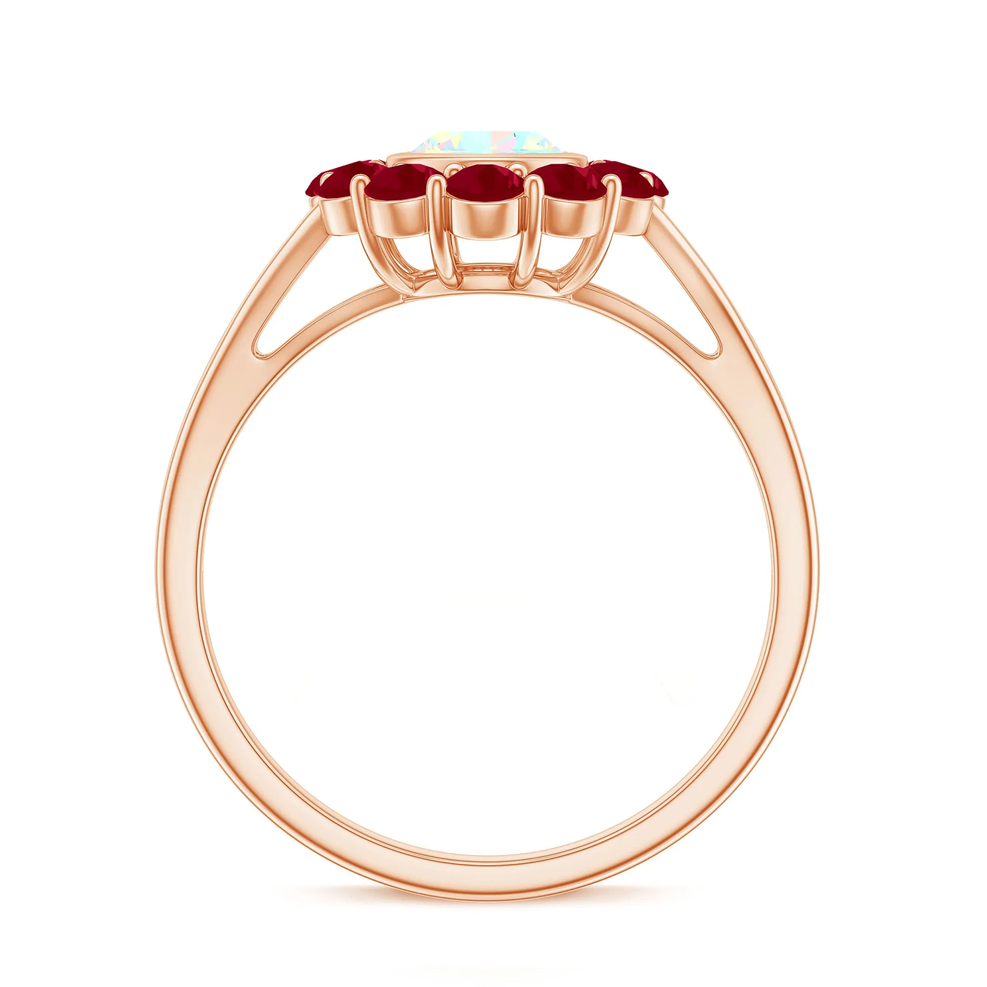 2 CT Oval Cut Ethiopian Opal Cocktail Engagement Ring with Ruby Halo