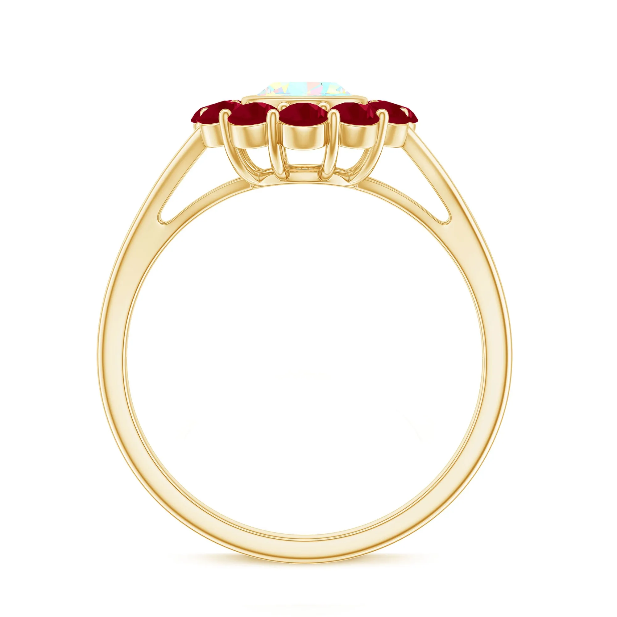 2 CT Oval Cut Ethiopian Opal Cocktail Engagement Ring with Ruby Halo