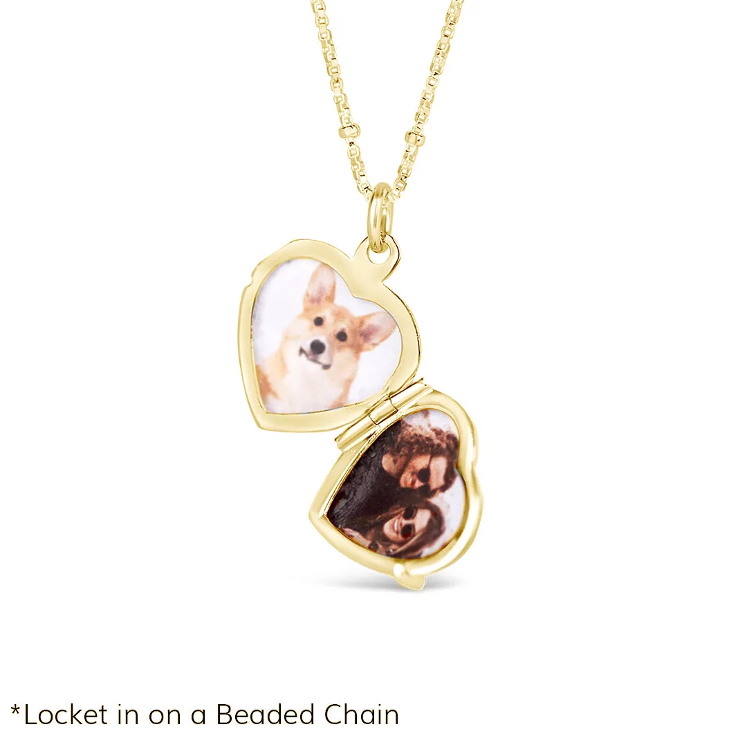 2 Photo Diamond Heart Locket Gold   Photos