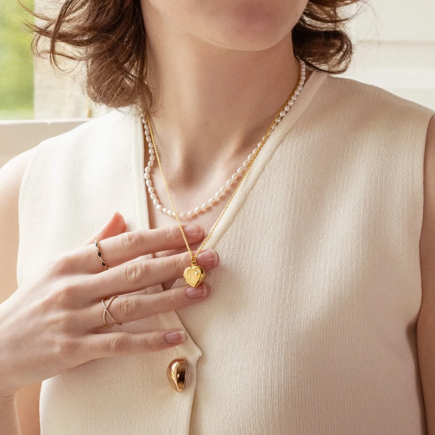 2 Photo Diamond Heart Locket Gold   Photos