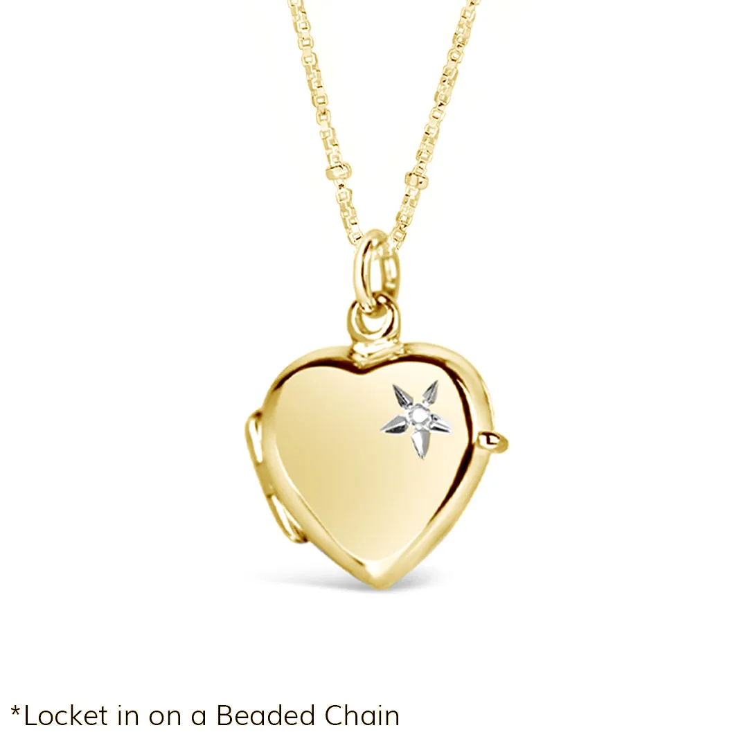 2 Photo Diamond Heart Locket Gold   Photos