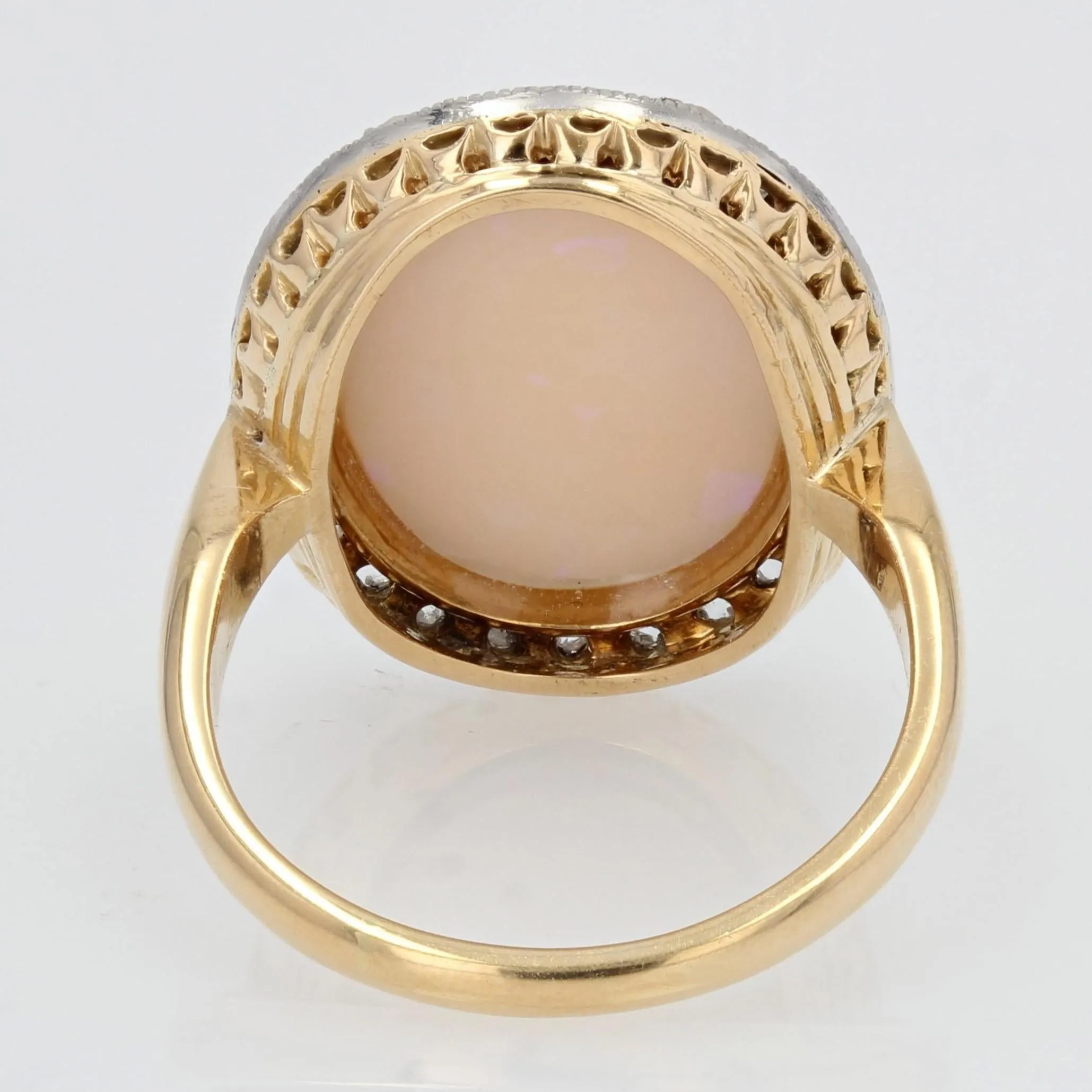 20th Century Opal Diamonds 18 Karat Yellow Gold Ring