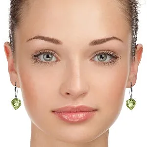 26.1 Carat 14K Solid White Gold Found My Love Green Amethyst Diamond Earrings