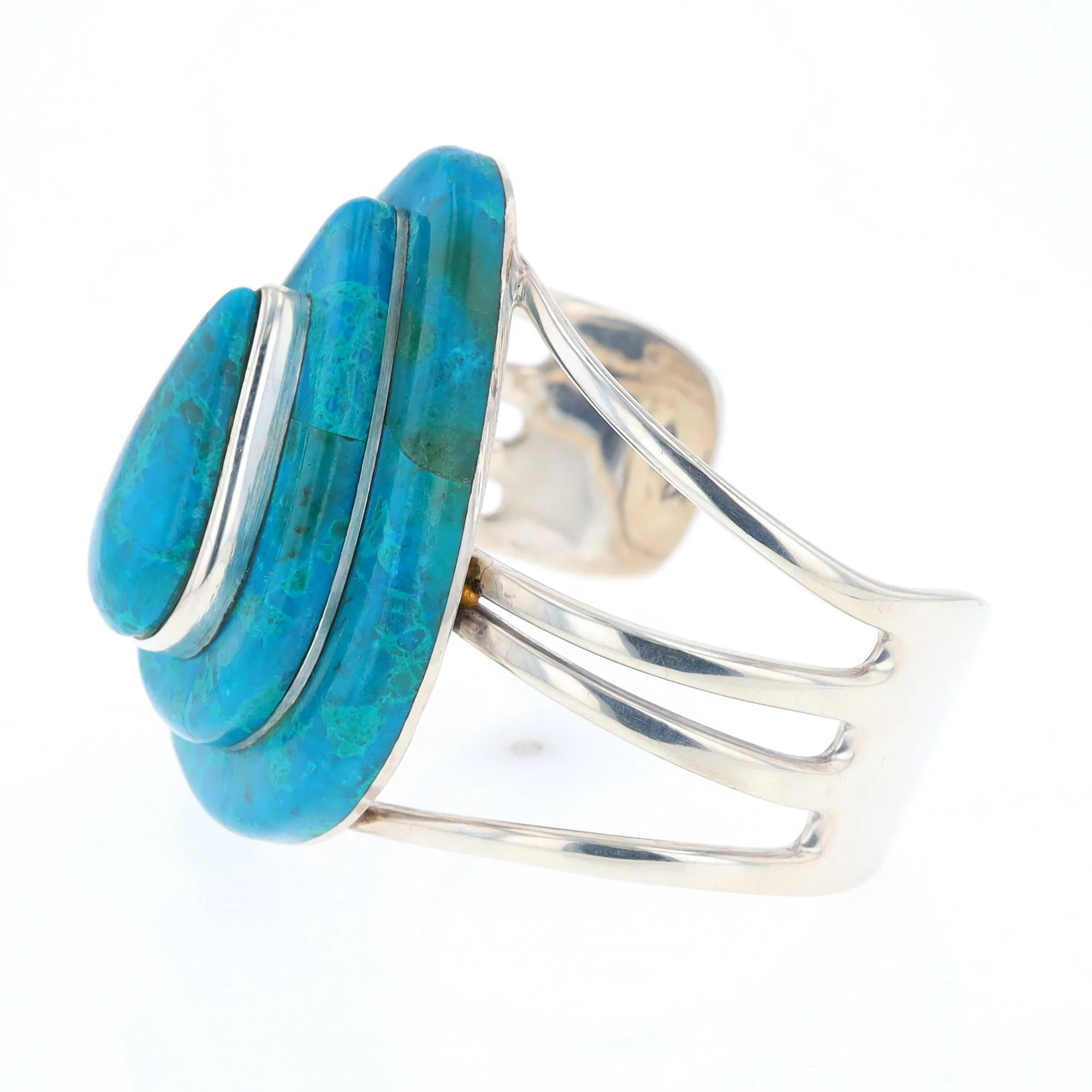 3-Layer Turquoise Raindrop Sterling Silver Cuff