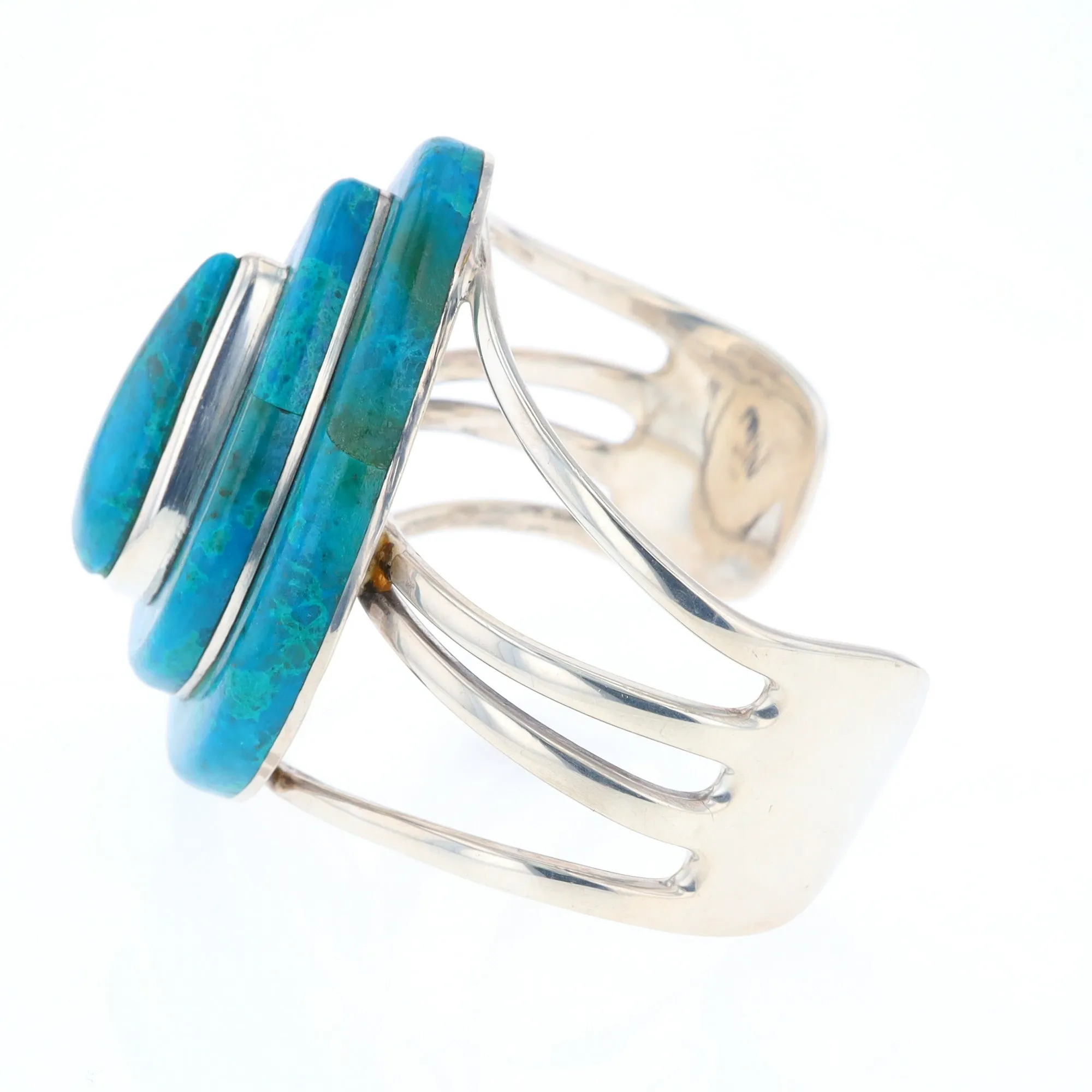 3-Layer Turquoise Raindrop Sterling Silver Cuff