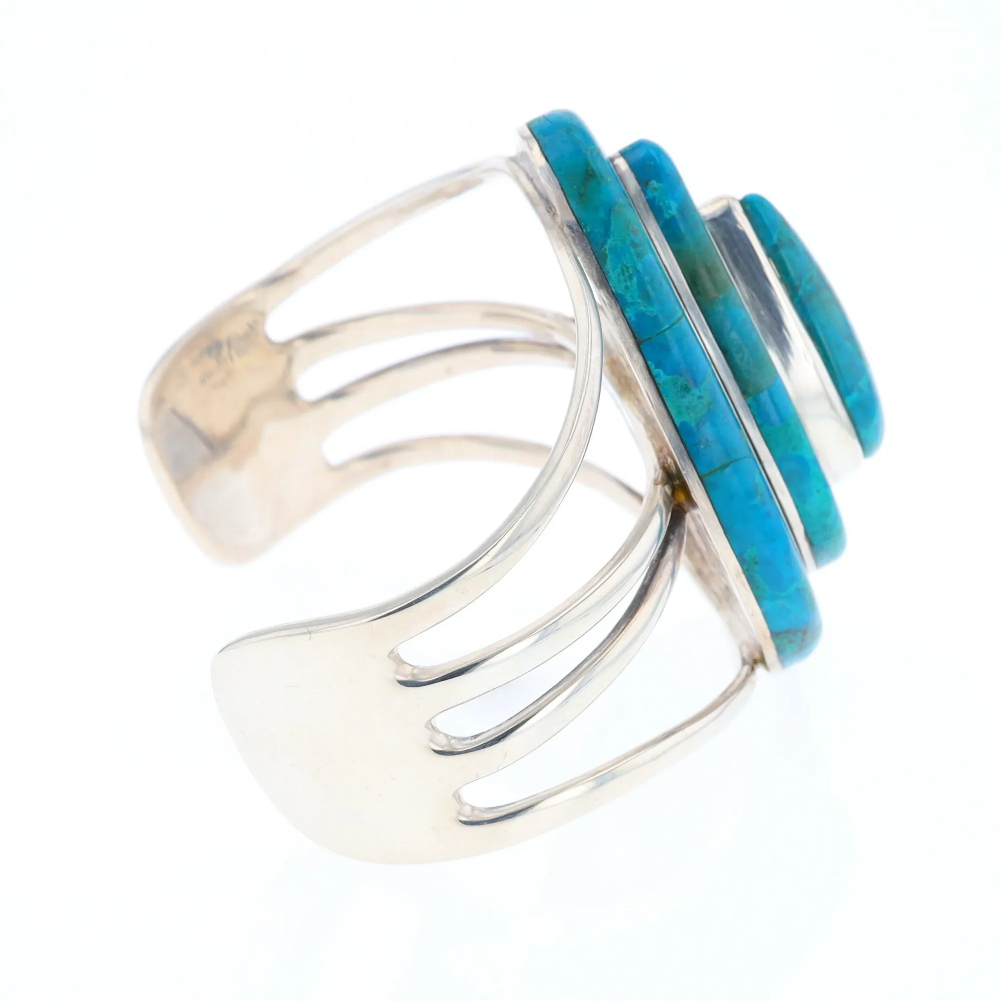 3-Layer Turquoise Raindrop Sterling Silver Cuff
