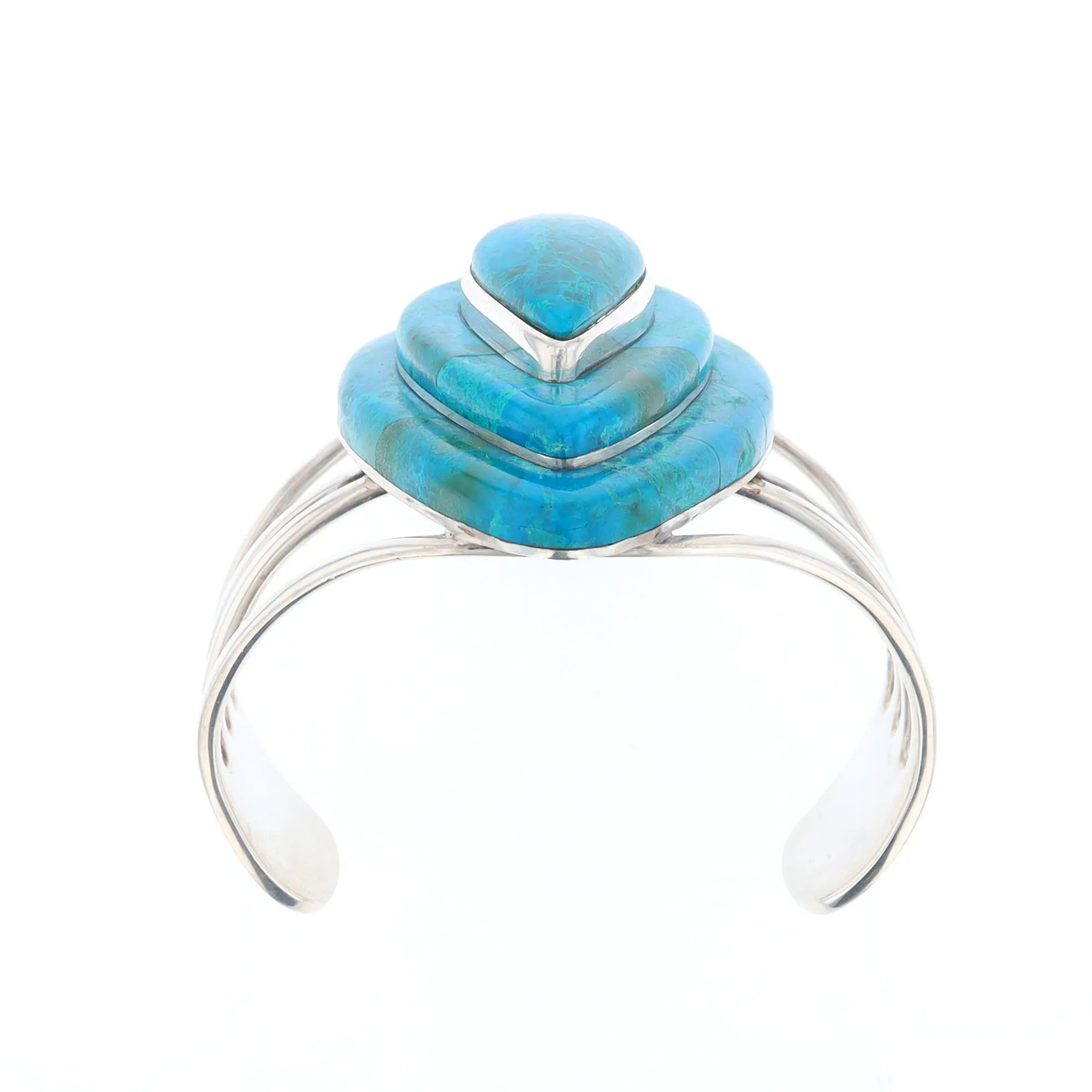 3-Layer Turquoise Raindrop Sterling Silver Cuff