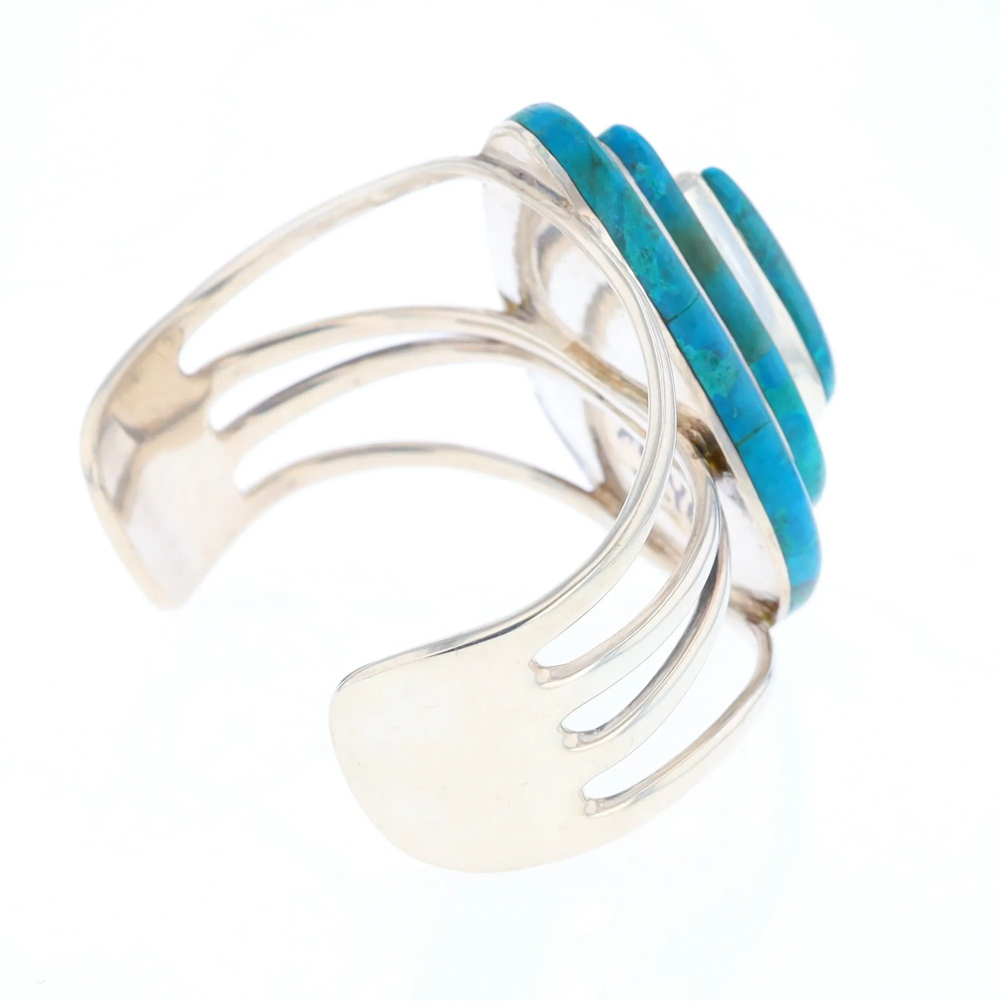 3-Layer Turquoise Raindrop Sterling Silver Cuff
