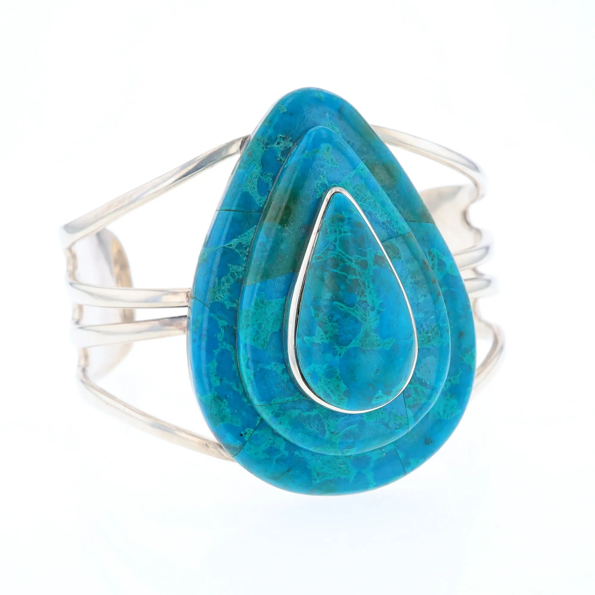 3-Layer Turquoise Raindrop Sterling Silver Cuff