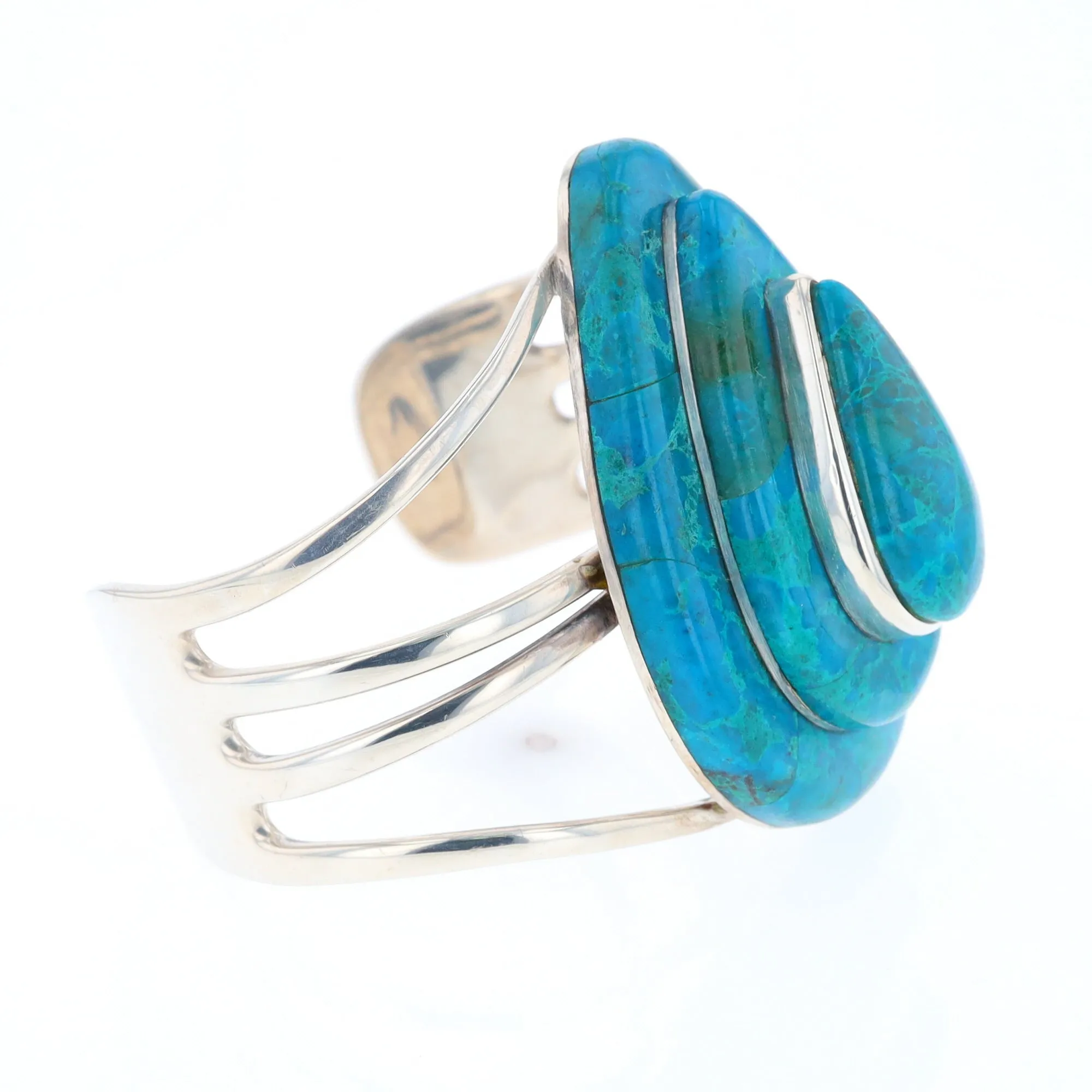 3-Layer Turquoise Raindrop Sterling Silver Cuff