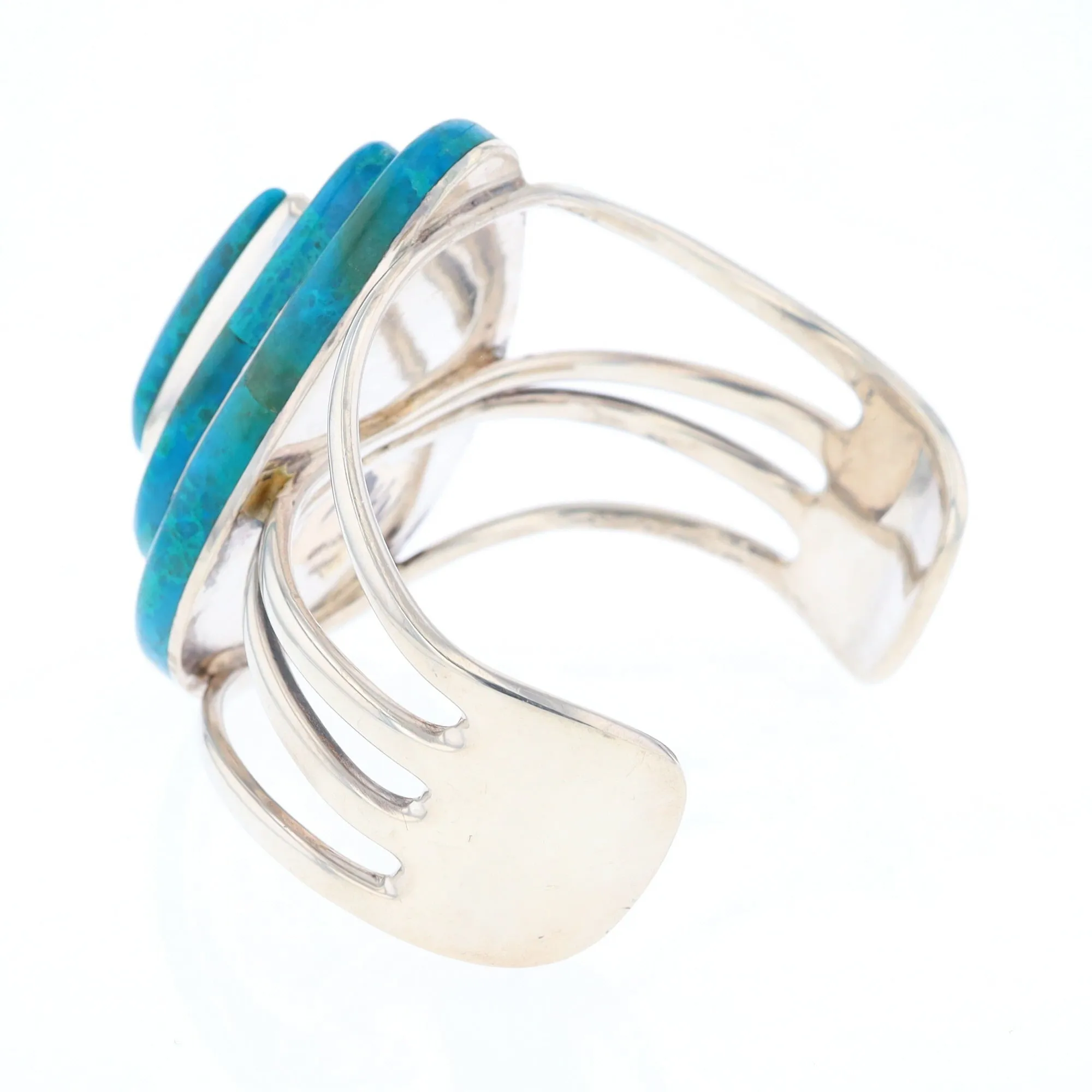 3-Layer Turquoise Raindrop Sterling Silver Cuff