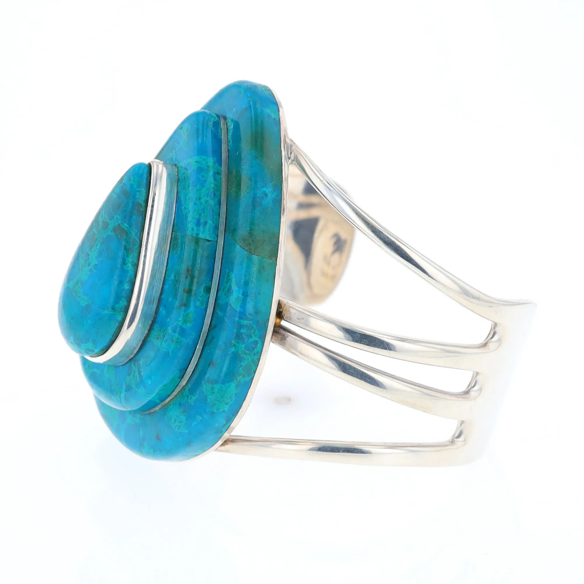 3-Layer Turquoise Raindrop Sterling Silver Cuff