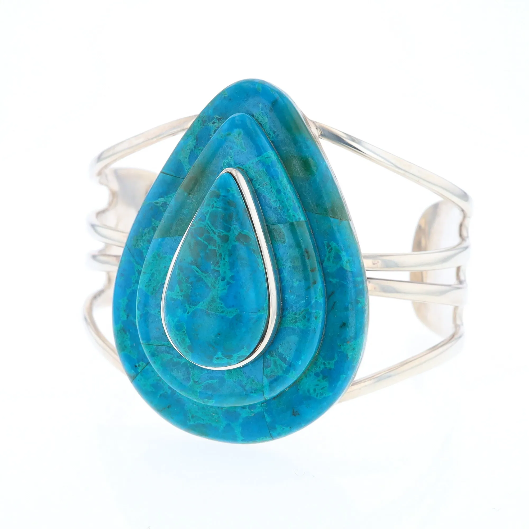 3-Layer Turquoise Raindrop Sterling Silver Cuff