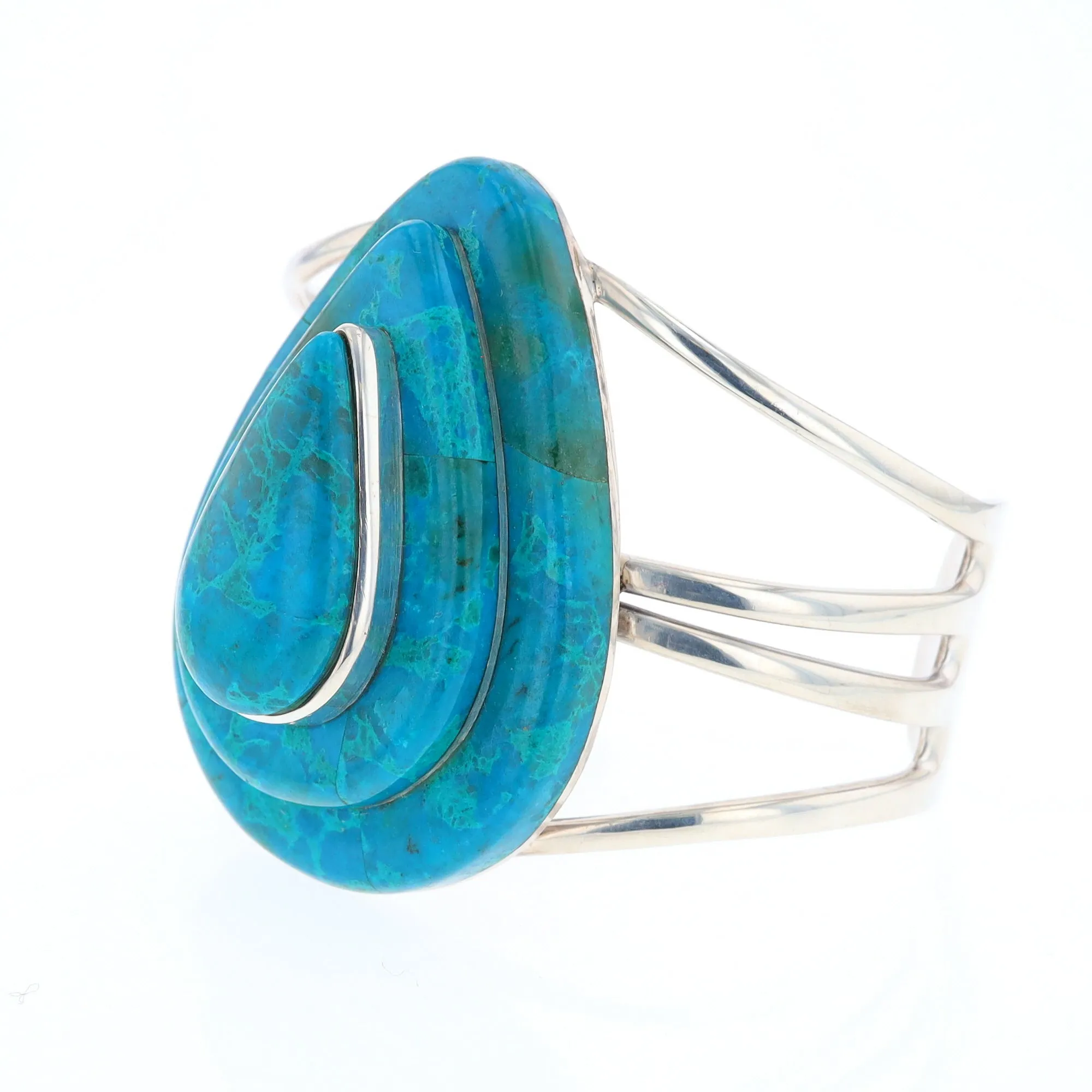 3-Layer Turquoise Raindrop Sterling Silver Cuff