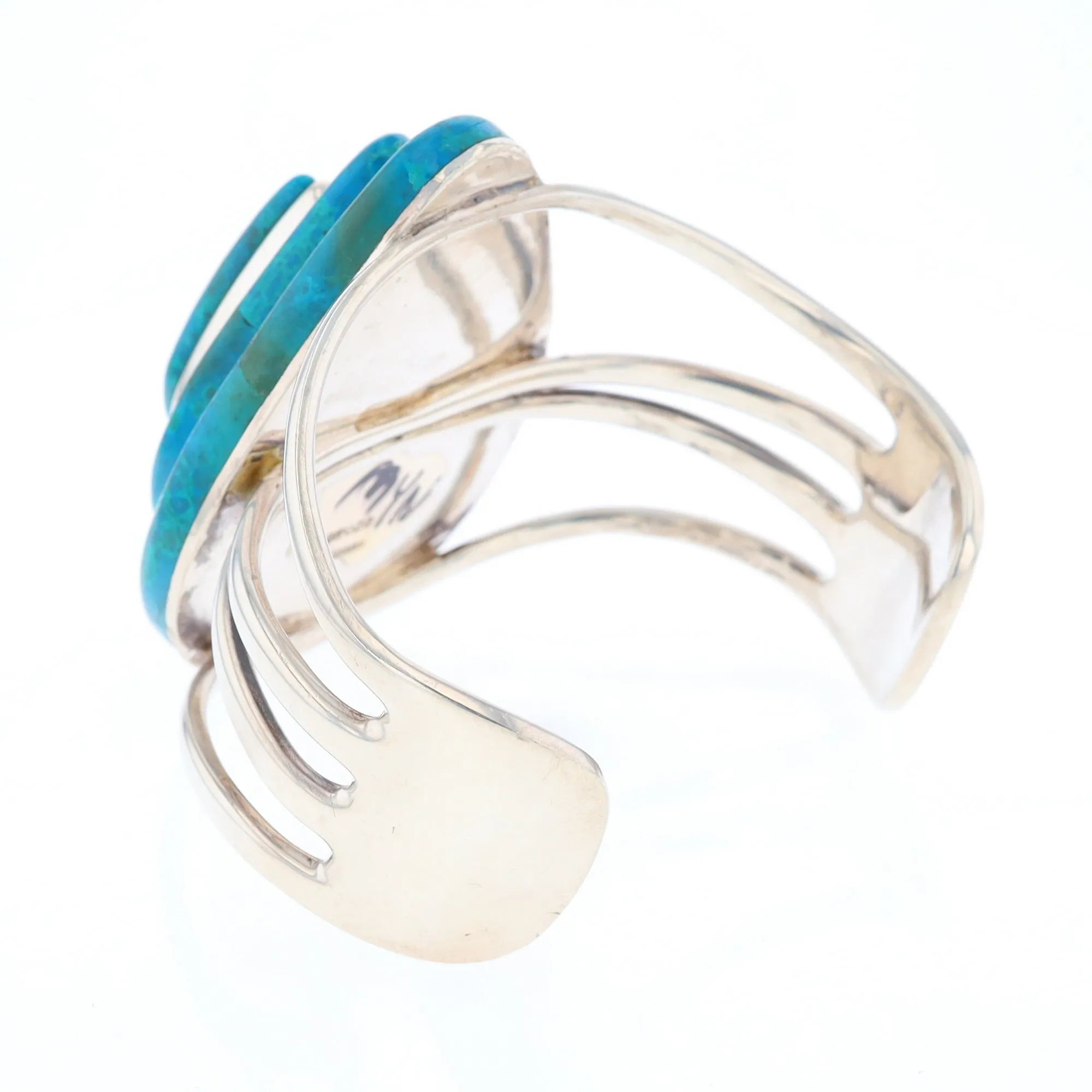 3-Layer Turquoise Raindrop Sterling Silver Cuff